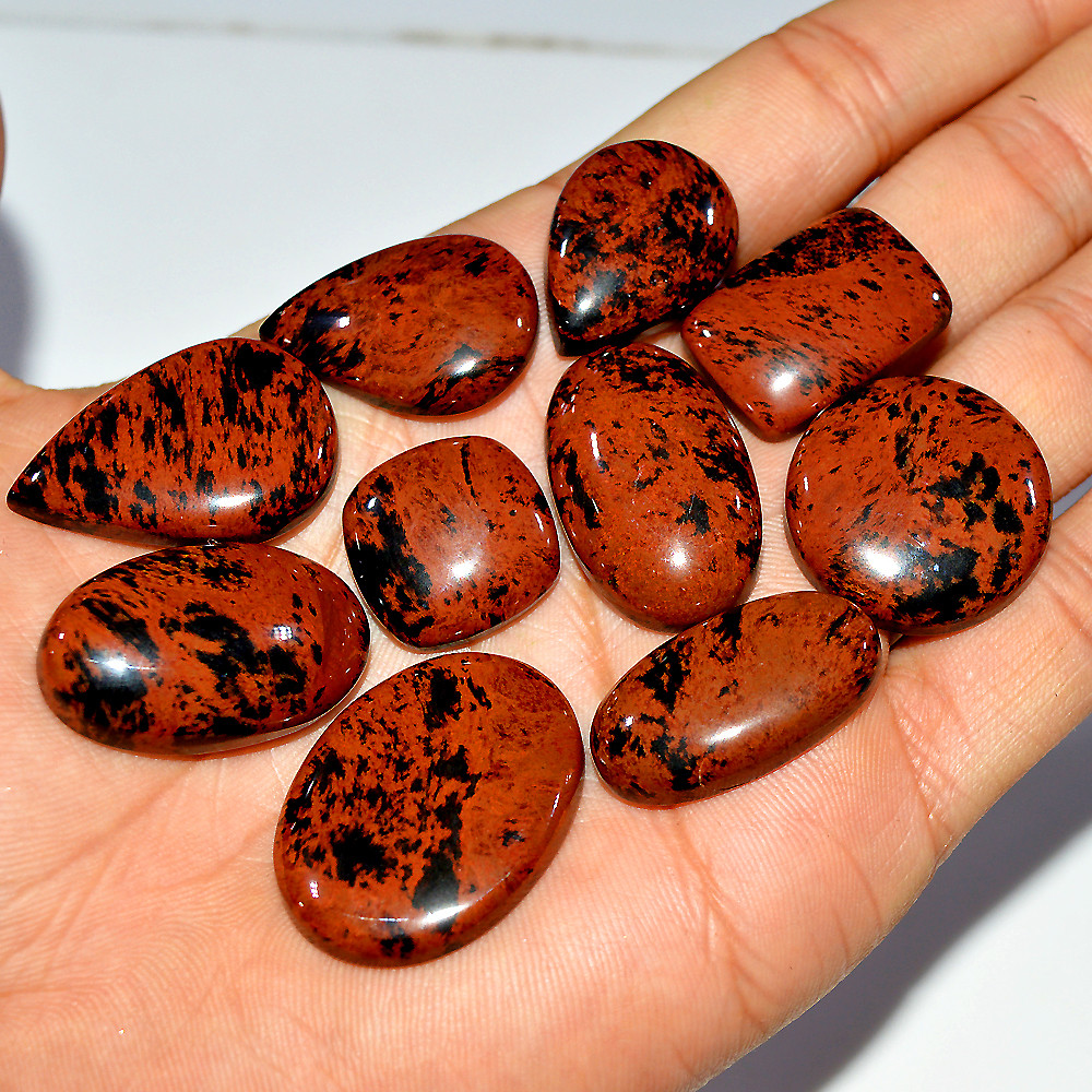 10 Pcs 279 Cts Natural Mahogany Obsidian Cabochon Loose Gemstone Lot 30x22 17x17mm 3705
