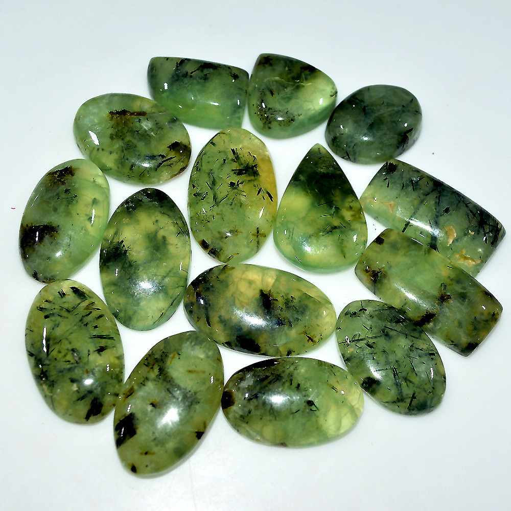15 Pcs 466 Cts Natural Green Prehnite Cabochon Loose Gemstone Lot 29x16 20x19mm 3712