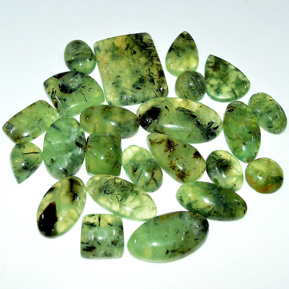 23 Pcs 478 Cts Natural Green Prehnite Cabochon Loose Gemstone Lot 30x24 10x10mm 3715