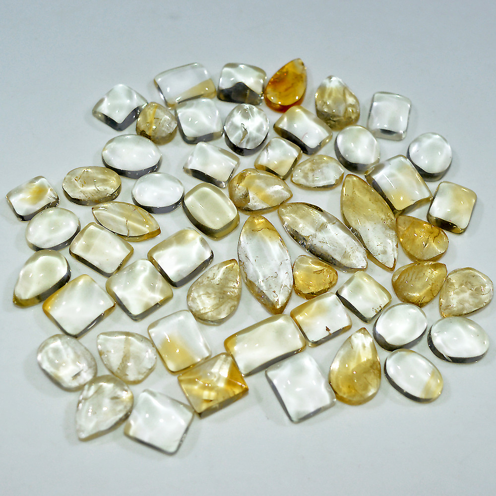 Image of 50 Pcs 204 Cts Natural Citrine Cabochon Mix Shape Gemstone Lot 20x9 7x5mm #3727