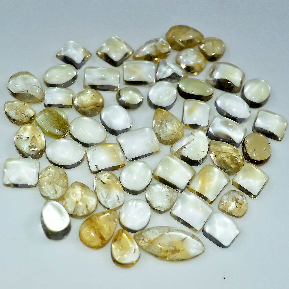 50 Pcs 206 Cts Natural Citrine Cabochon Mix Shape Gemstone Lot 19x9 6x6mm 3728