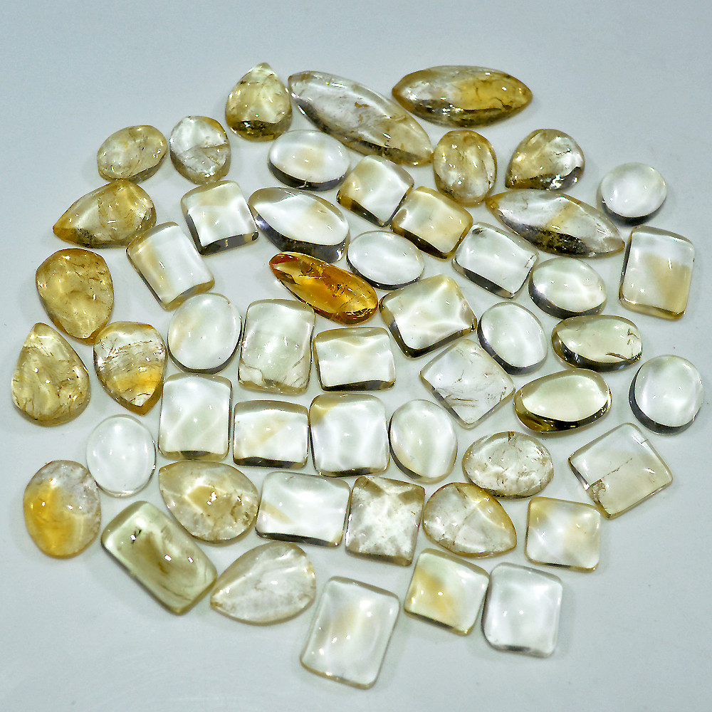 Image of 50 Pcs 217 Cts Natural Citrine Cabochon Mix Shape Gemstone Lot 20x9 9x6mm #3729