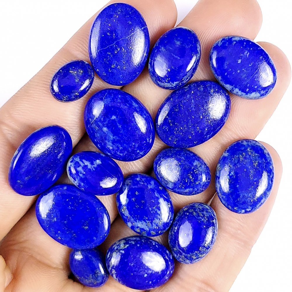 15Pcs 116Cts Natural Blue Lapis Lazuli Cabochon Gemstone Blue Lapis Loose Gemstone Lot Healing Crystal Mix Shape &amp; Size Jewelry Making Back Unpolished 17x12 9x7mm#G-373