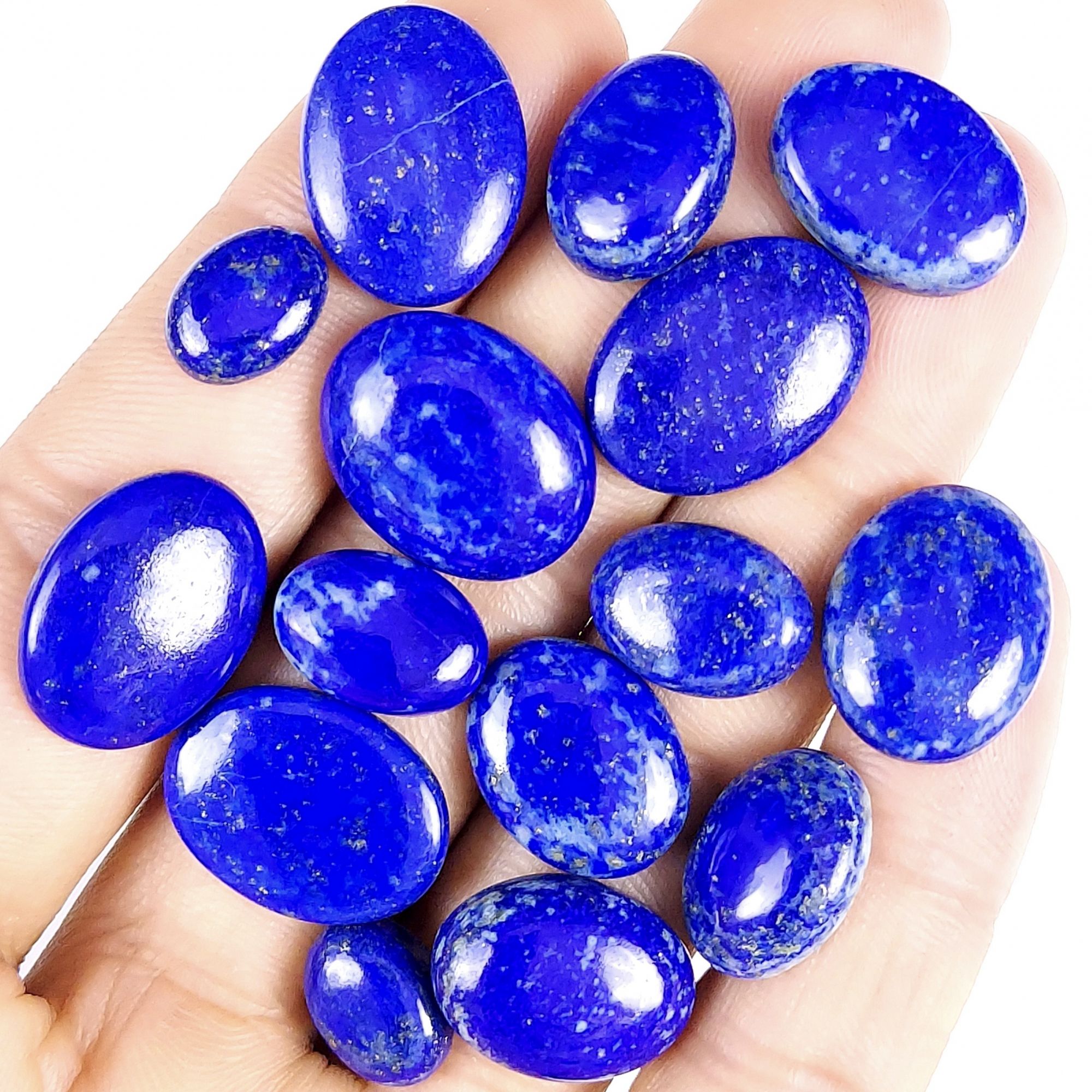15Pcs 116Cts Natural Blue Lapis Lazuli Cabochon Gemstone Blue Lapis Loose Gemstone Lot Healing Crystal Mix Shape & Size Jewelry Making Back Unpolished 17x12 9x7mm#G-373