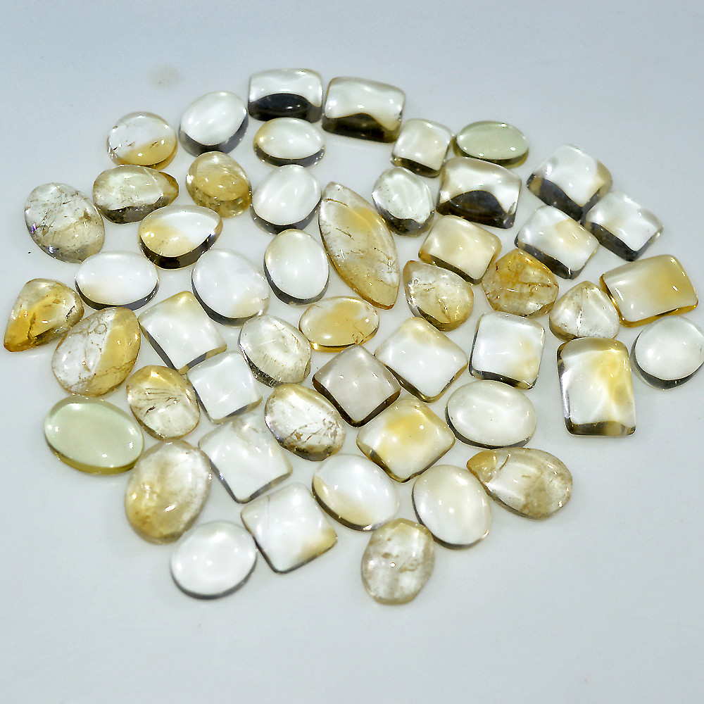 Image of 50 Pcs 204 Cts Natural Citrine Cabochon Mix Shape Gemstone Lot 20x9 6x6mm #3730