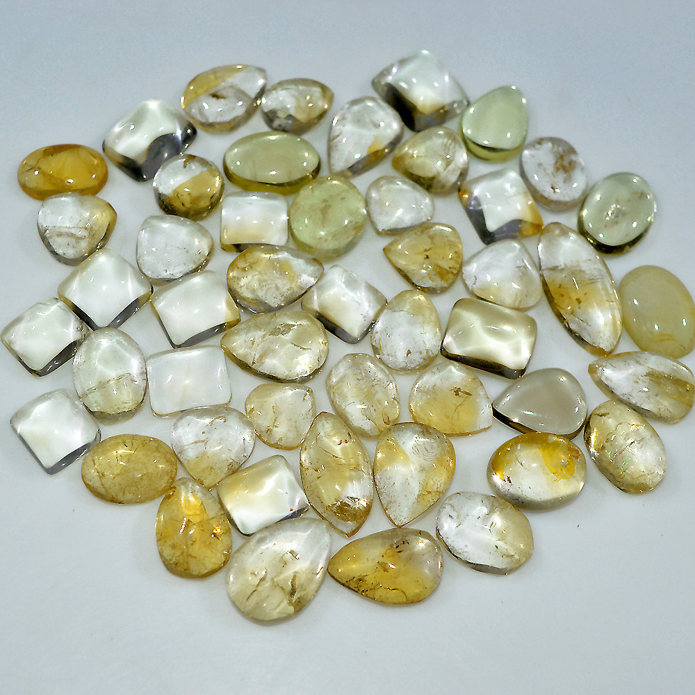 Image of 48 Pcs 319 Cts Natural Citrine Cabochon Loose Gemstone Lot 23x9 10x10mm #3732