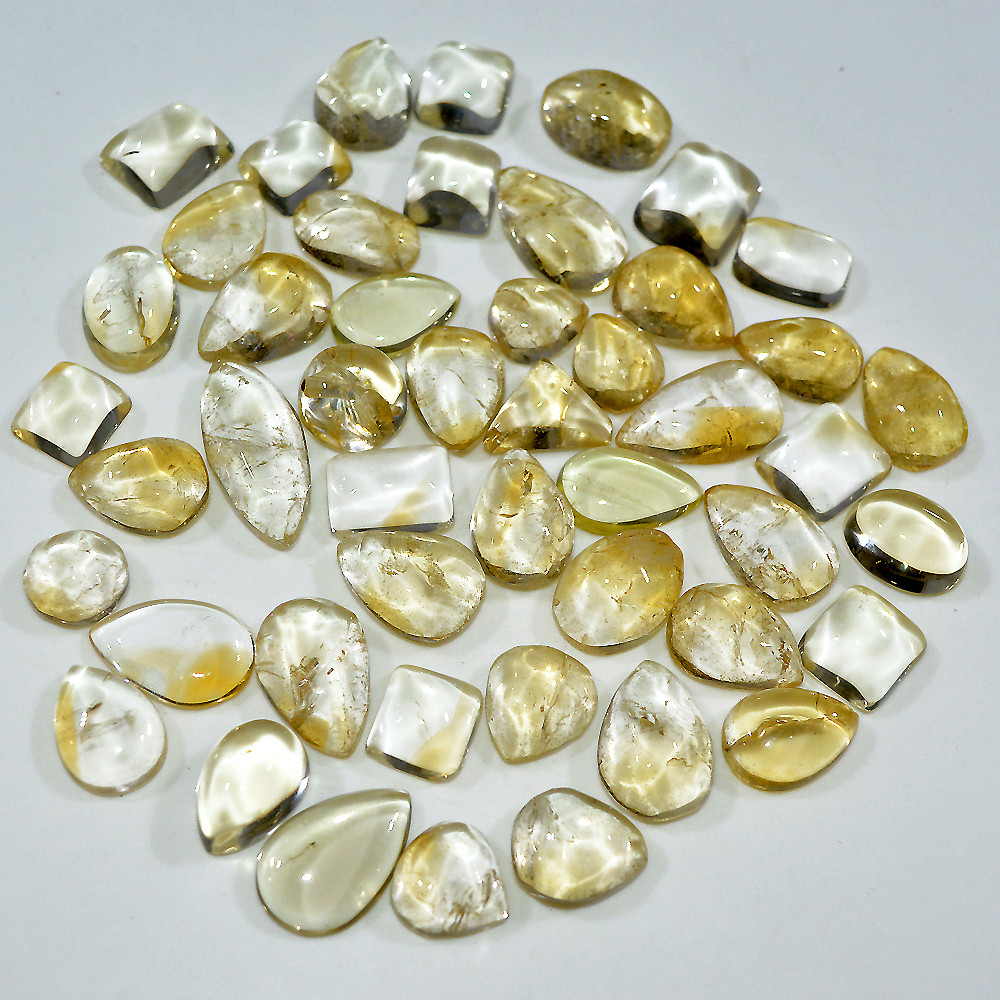 Image of 48 Pcs 323 Cts Natural Citrine Cabochon Mix Shape Gemstone Lot 21x9 9x9mm #3733