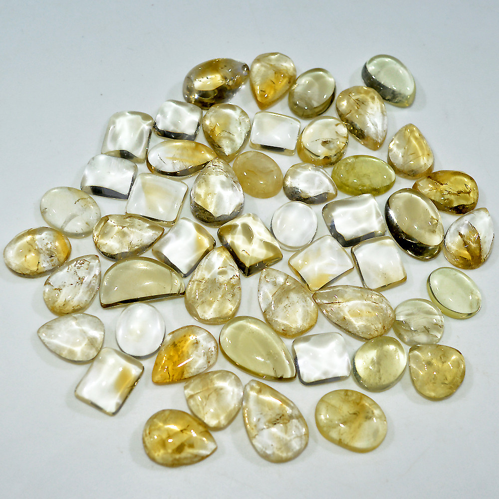 Image of 48 Pcs 314 Cts Natural Citrine Cabochon Mix Shape Gemstone Lot 15x10 9x9mm #3735