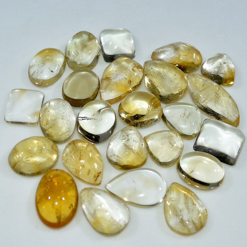24 Pcs 248 Cts Natural Citrine Cabochon Loose Gemstone Lot 25x10 10x10mm 3736