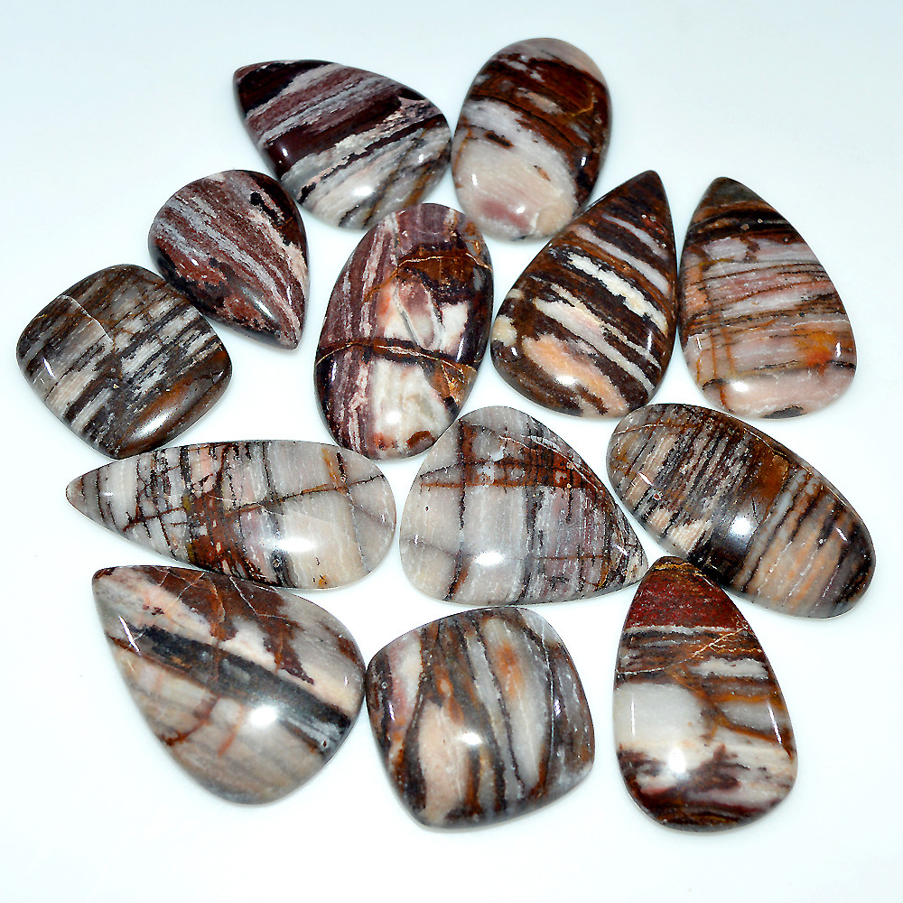 13 Pcs 370 Cts Natural Brown Jasper Cabochon Mixed Shape Loose Gemstone Lot 35x15 20x18mm 3740