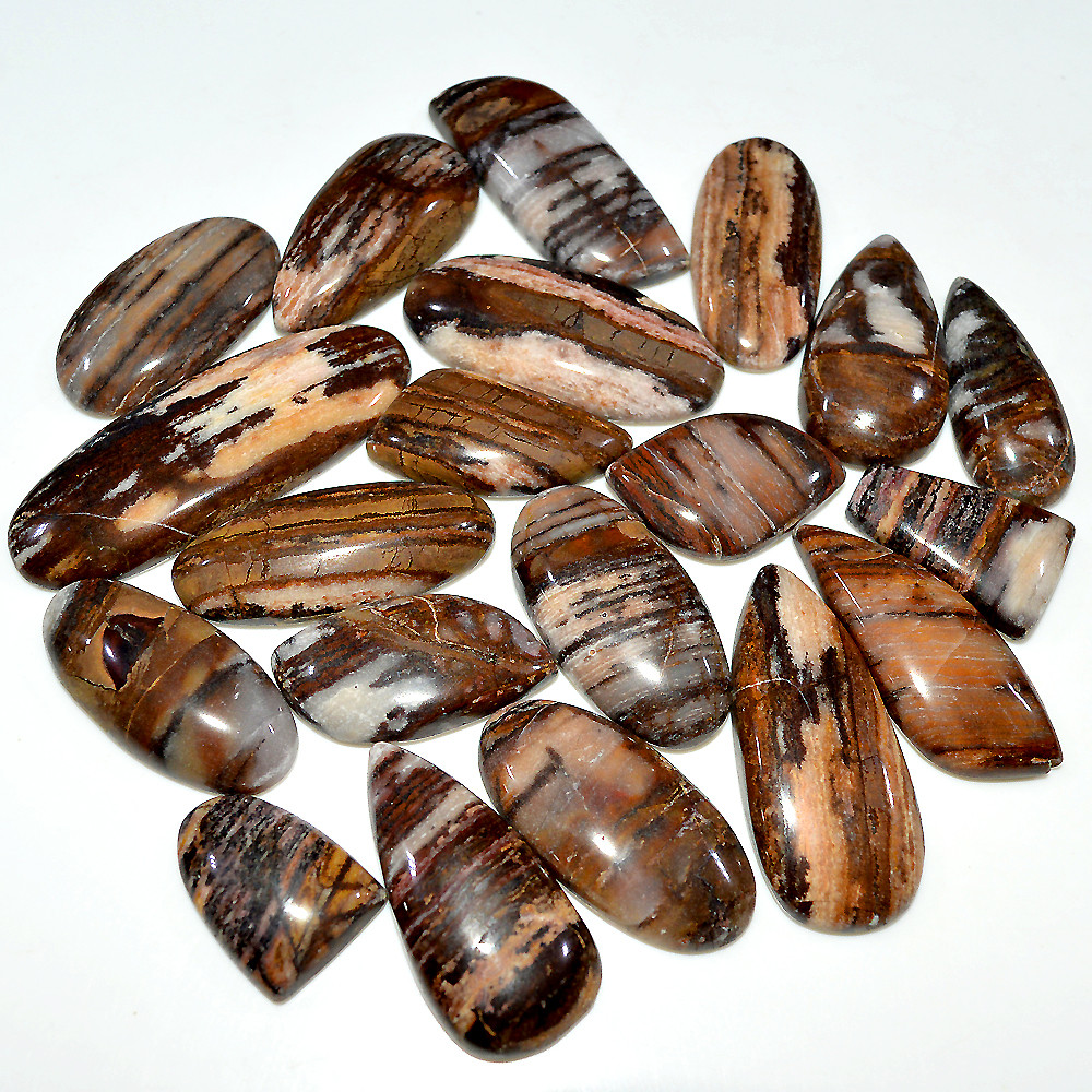 20 Pcs 467 Cts Natural Brown Jasper Cabochon Mixed Shape Loose Gemstone Lot 45x15 17x13mm 3743