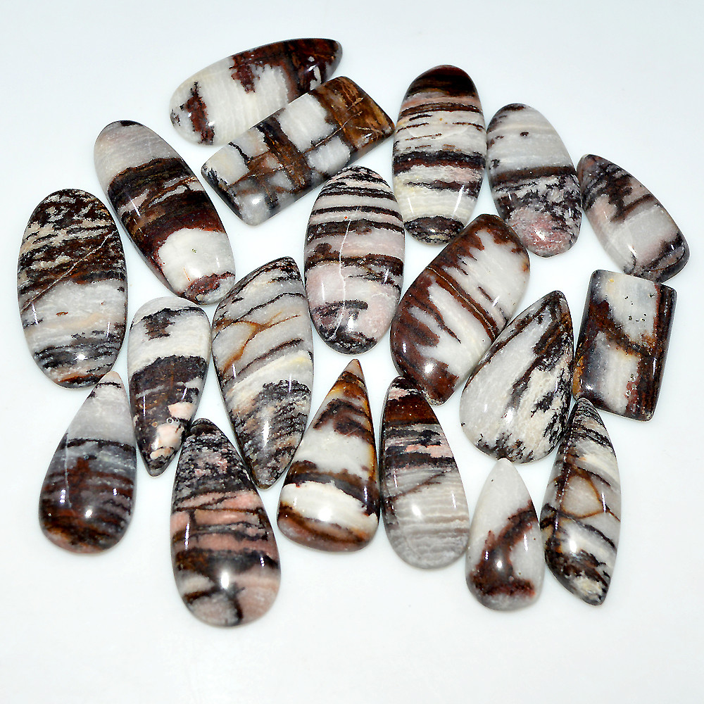 Image of 19 Pcs 373 Cts Natural Brown Jasper Cabochon Mixed Shape Loose Gemstone Lot 34x10 20x10mm #3744