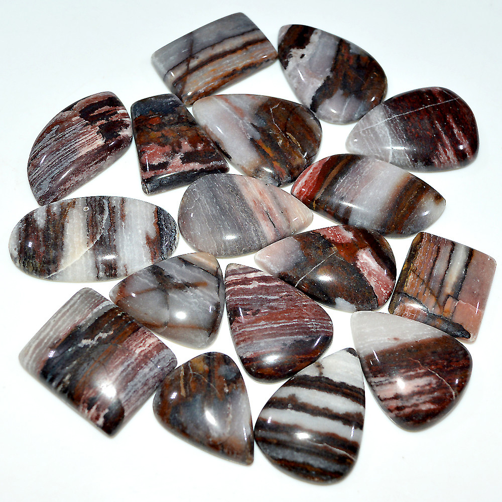 17 Pcs 473 Cts Natural Brown Jasper Cabochon Mixed Shape Loose Gemstone Lot 34x17 22x18mm 3745