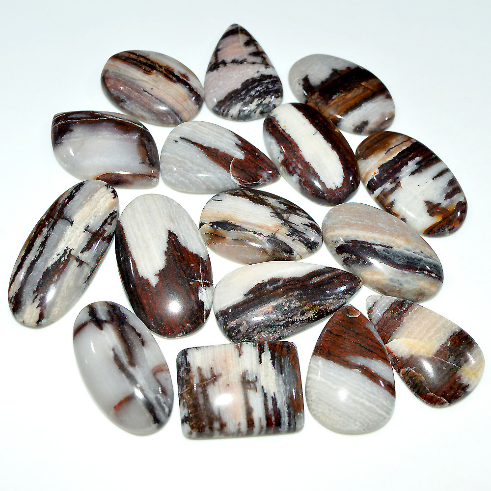 16 Pcs 472 Cts Natural Brown Jasper Cabochon Mixed Shape Loose Gemstone Lot 35x15 24x18mm 3747