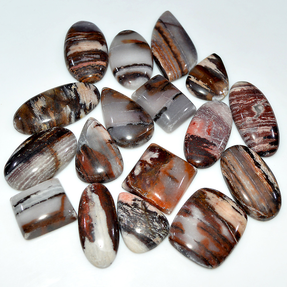 17 Pcs 436 Cts Natural Brown Jasper Cabochon Mixed Shape Loose Gemstone Lot 35x16 18x15mm 3748