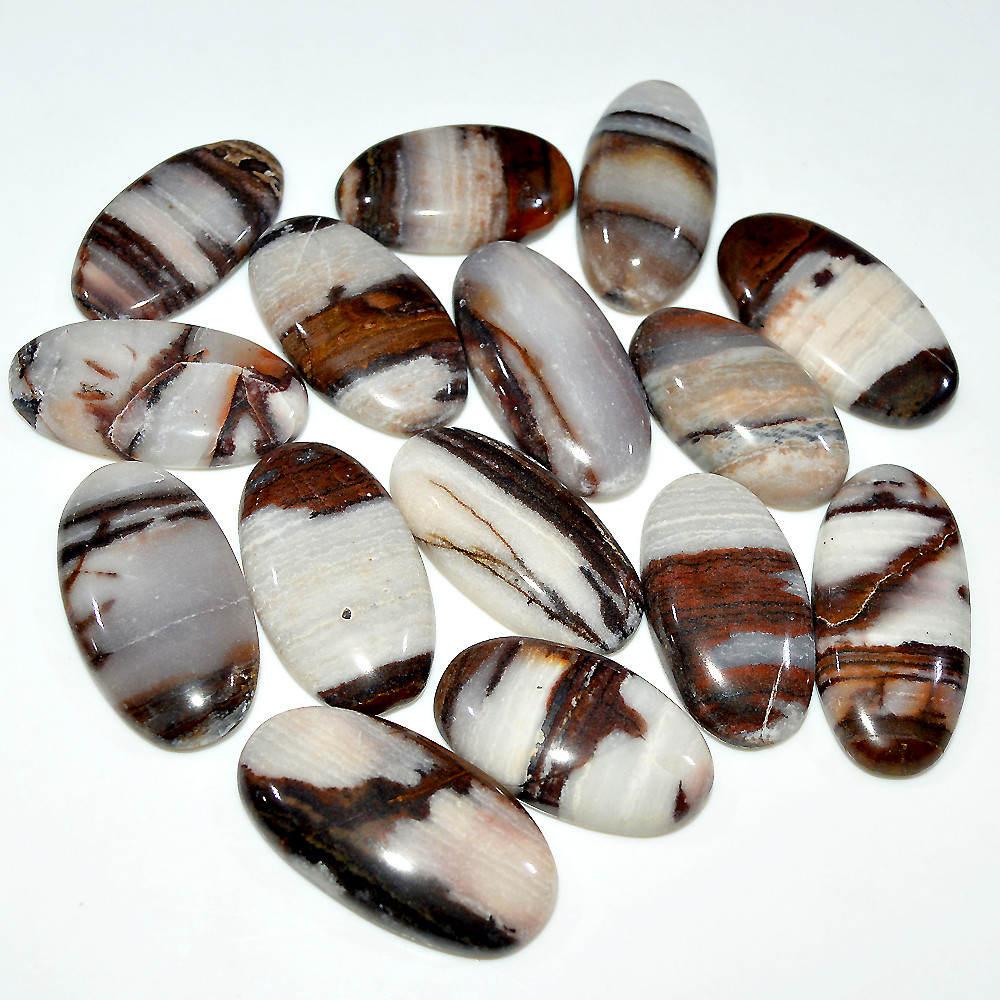 15 Pcs 415 Cts Natural Brown Jasper Cabochon Mixed Shape Loose Gemstone Lot 34x15 25x15mm 3749