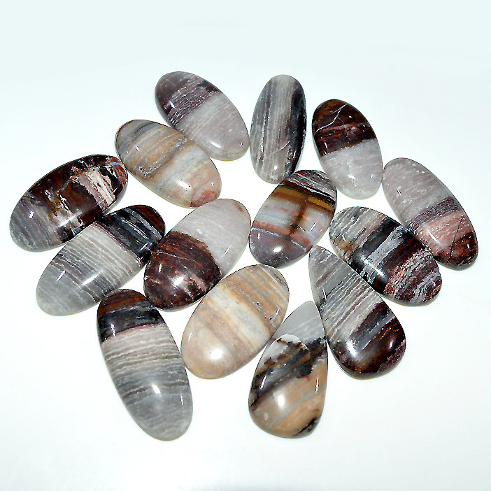 14 Pcs 389 Cts Natural Brown Jasper Cabochon Mixed Shape Loose Gemstone Lot 35x15 28x14mm 3751