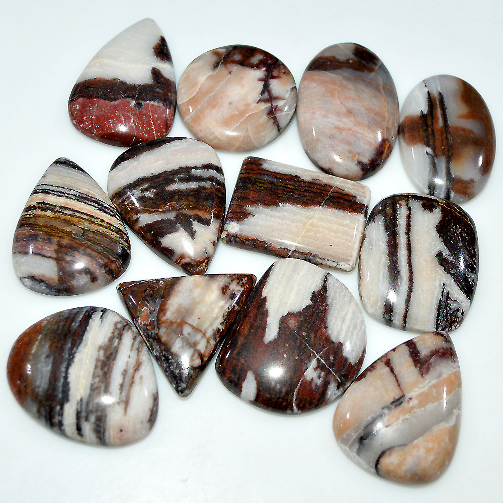 12 Pcs 359 Cts Natural Brown Jasper Cabochon Mixed Shape Loose Gemstone Lot 30x19 21x21mm 3752
