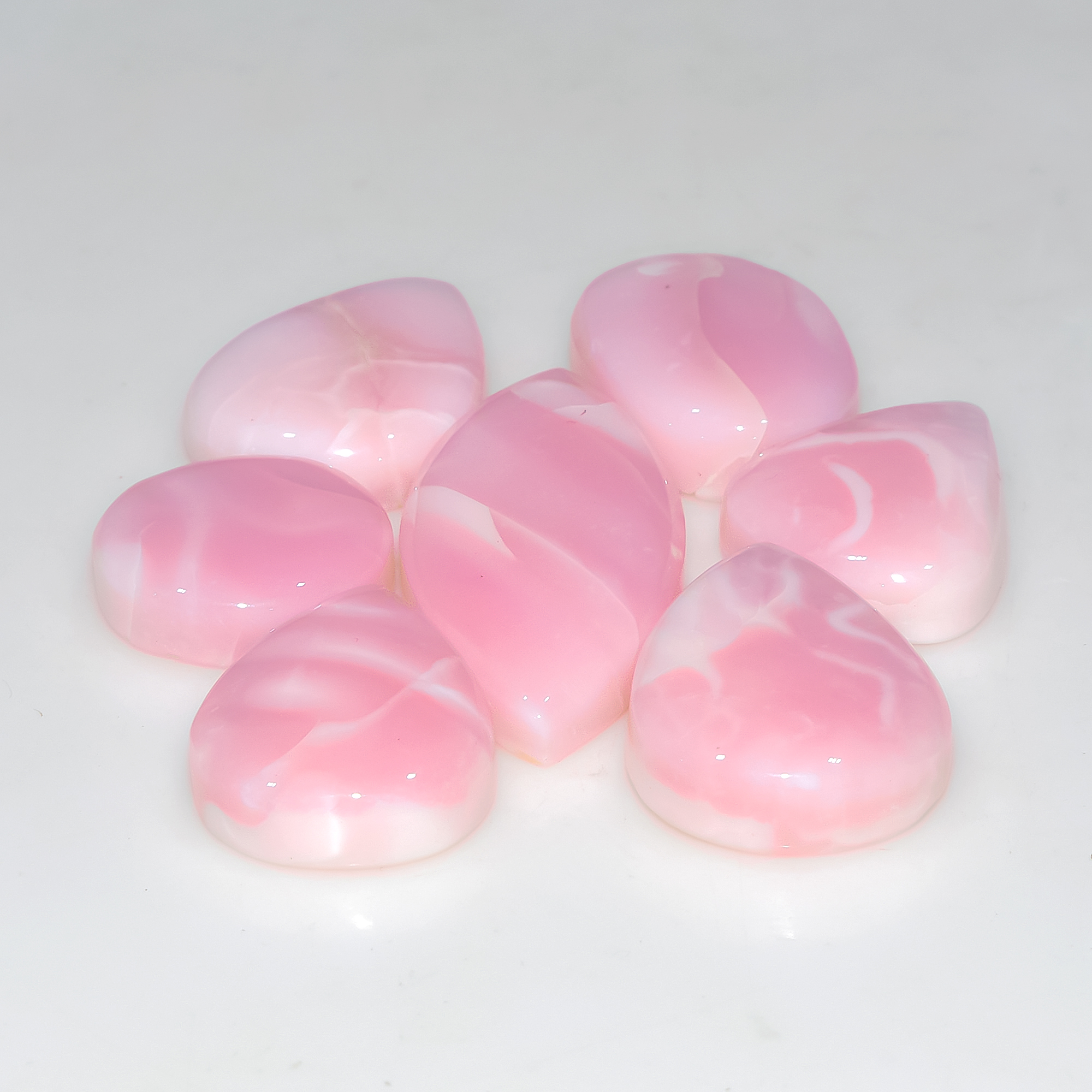 7 Pcs 134 Cts Synthetic Pink Opal Cabochon Loose Jewelry Making Healing Crystal Gemstone Lot 37x15 15x15mm 3753