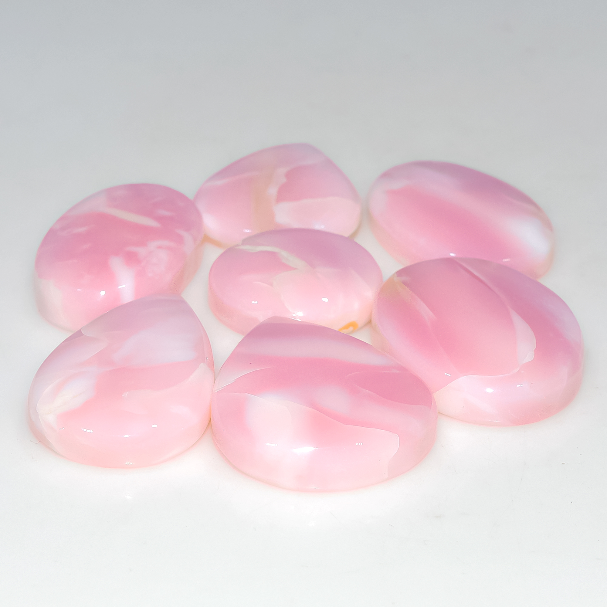 7 Pcs 187 Cts Synthetic Pink Opal Cabochon Loose Jewelry Making Healing Crystal Gemstone Lot 30x20 20x20mm 3754