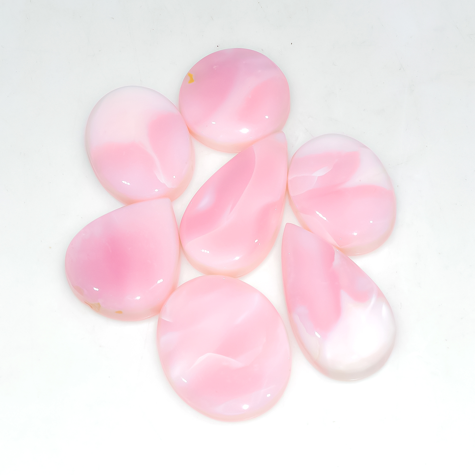 7 Pcs 116 Cts Synthetic Pink Opal Cabochon Loose Jewelry Making Healing Crystal Gemstone Lot 26x14 16x16mm 3755