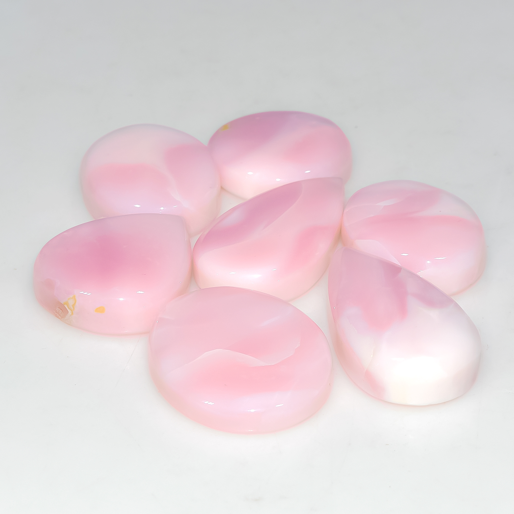7 Pcs 116 Cts Synthetic Pink Opal Cabochon Loose Jewelry Making Healing Crystal Gemstone Lot 26x14 16x16mm 3755