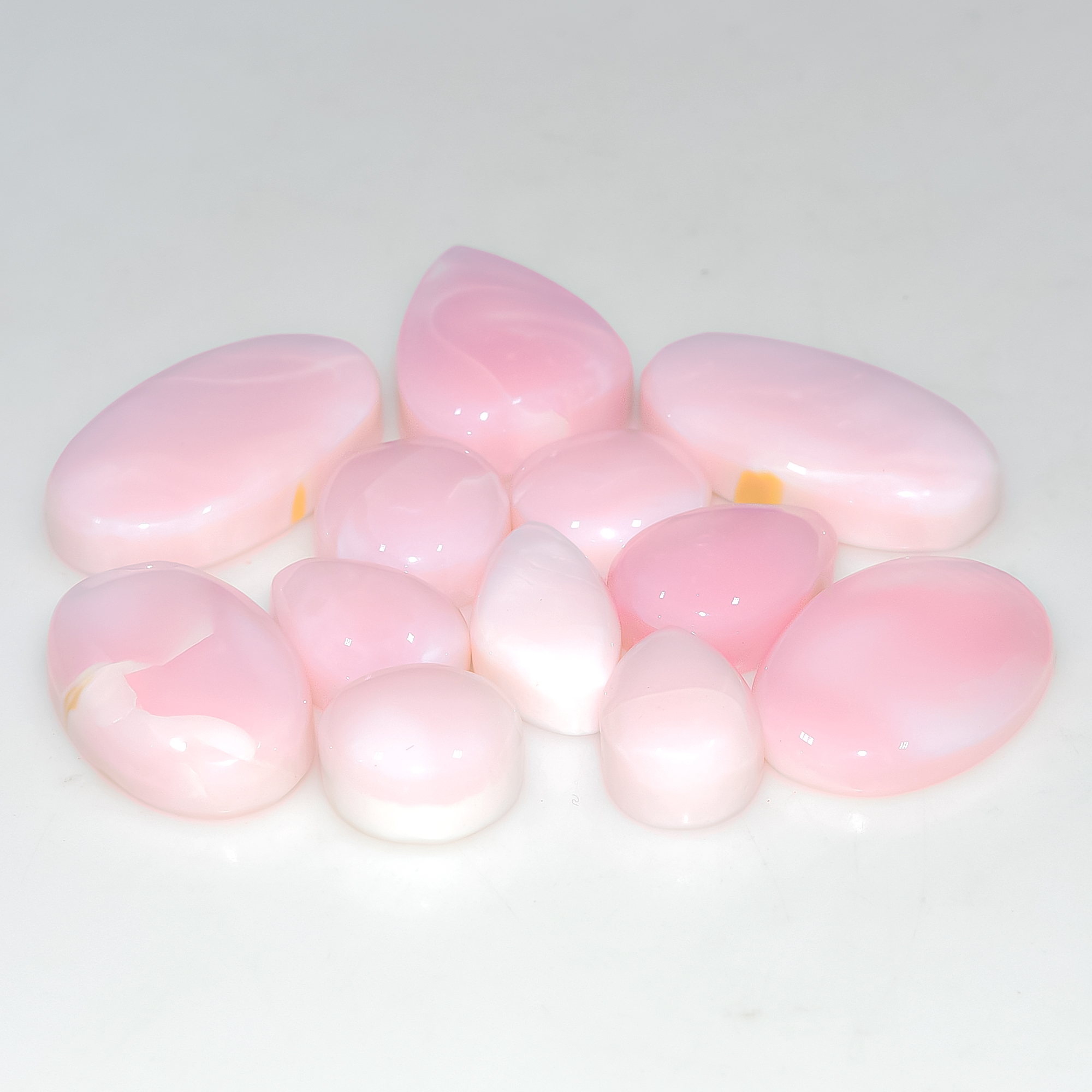 12 Pcs 119 Cts Synthetic Pink Opal Cabochon Loose Jewelry Making Healing Crystal Gemstone Lot 25x14 10x10mm 3756