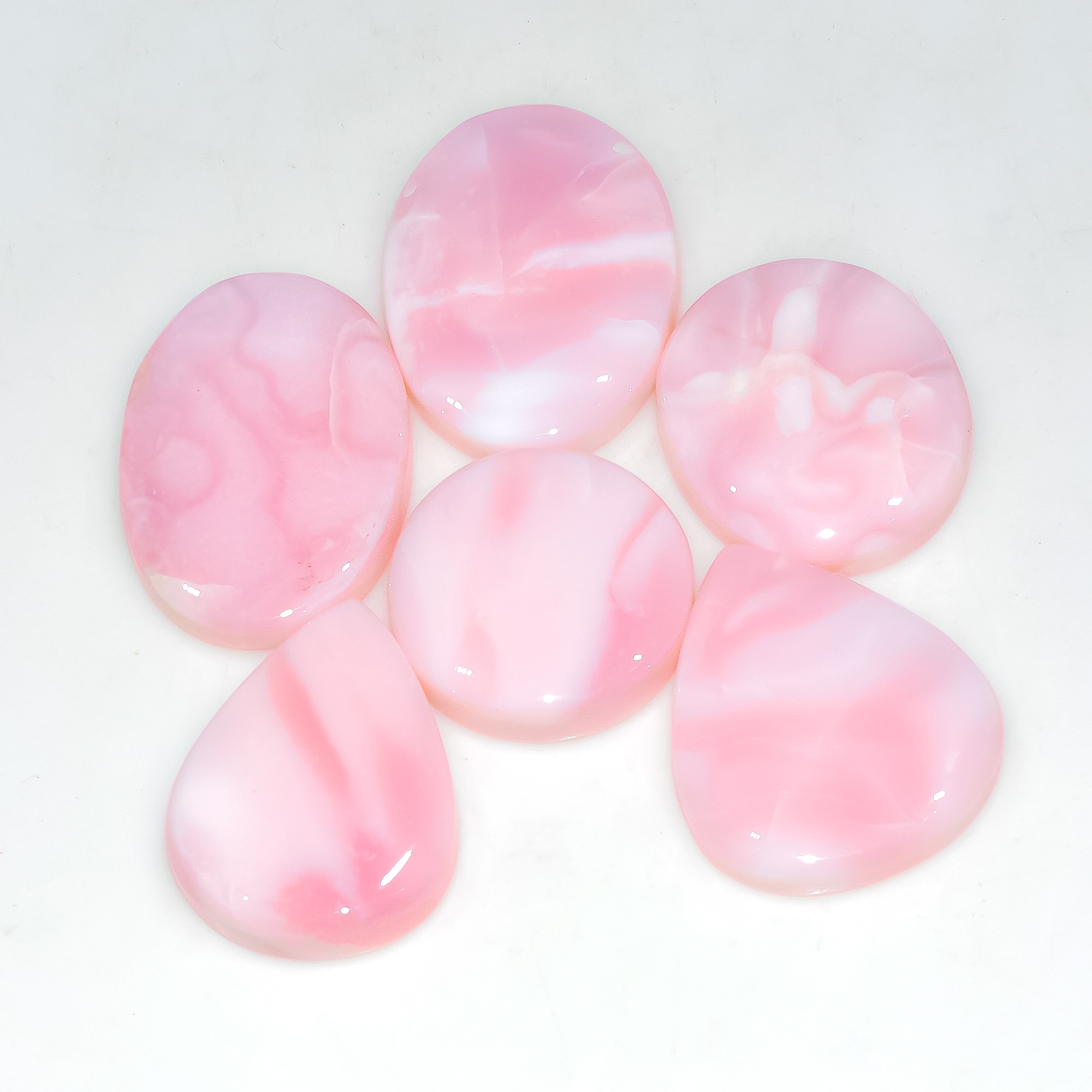 6 Pcs 168 Cts Synthetic Pink Opal Cabochon Loose Jewelry Making Healing Crystal Gemstone Lot 30x20 20x20mm 3757