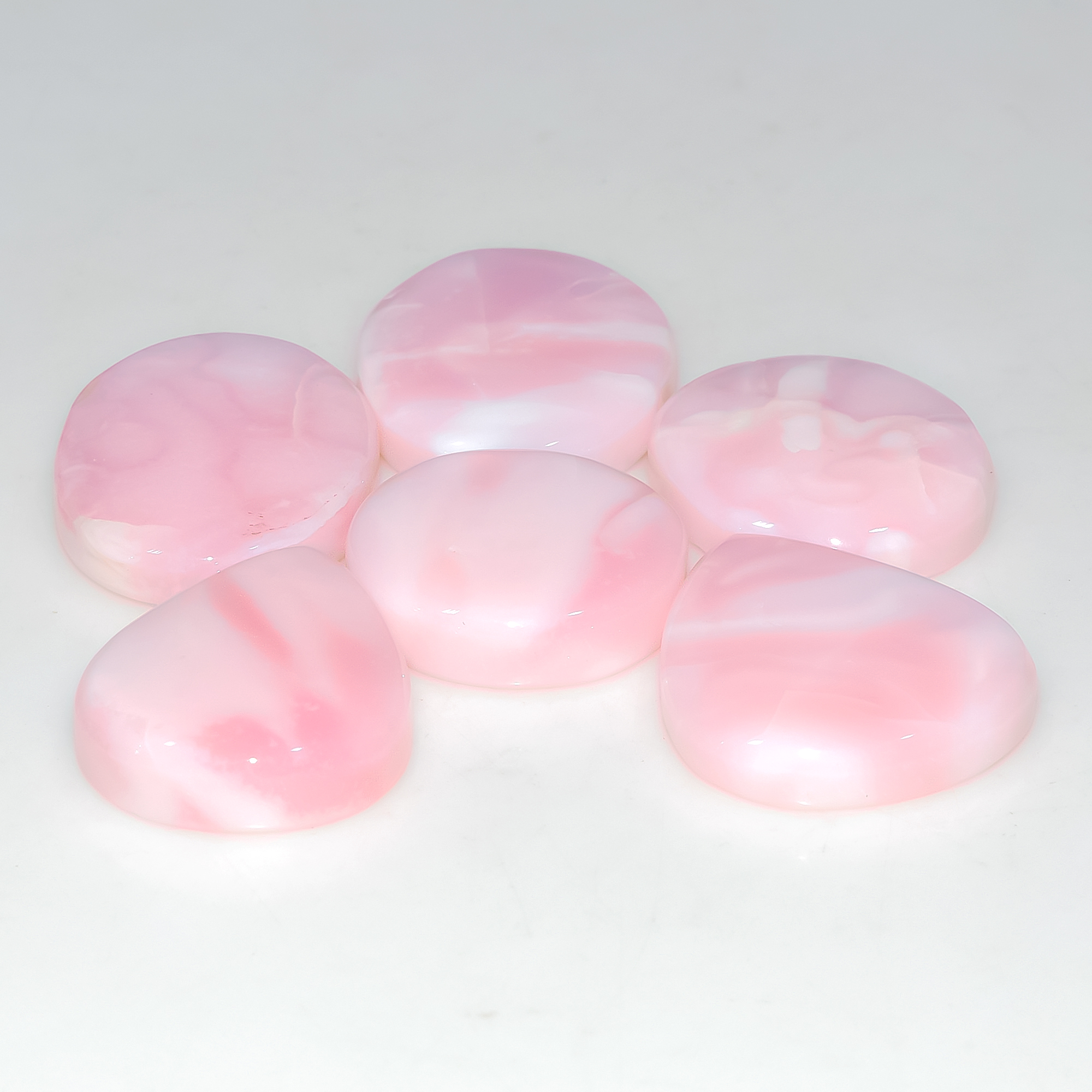 6 Pcs 168 Cts Synthetic Pink Opal Cabochon Loose Jewelry Making Healing Crystal Gemstone Lot 30x20 20x20mm 3757