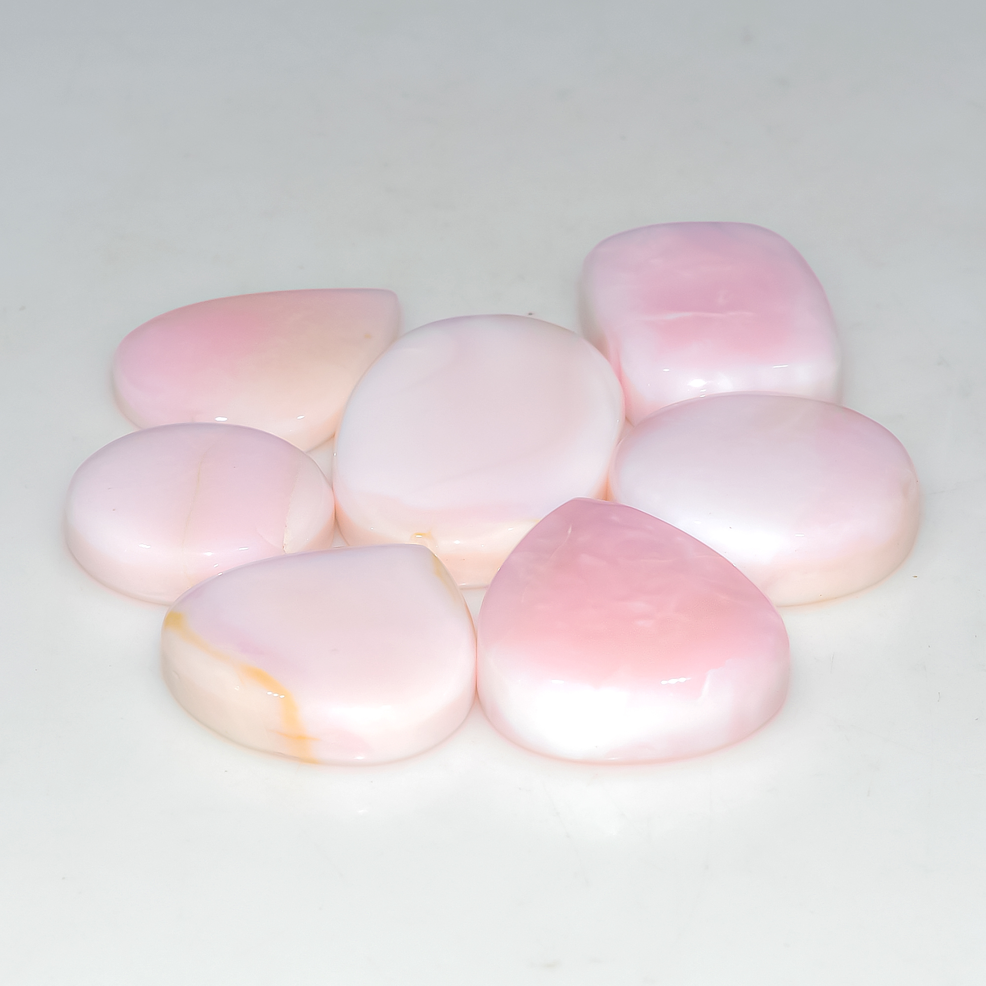 7 Pcs 142 Cts Synthetic Pink Opal Cabochon Loose Jewelry Making Healing Crystal Gemstone Lot 30x19 16x16mm 3758