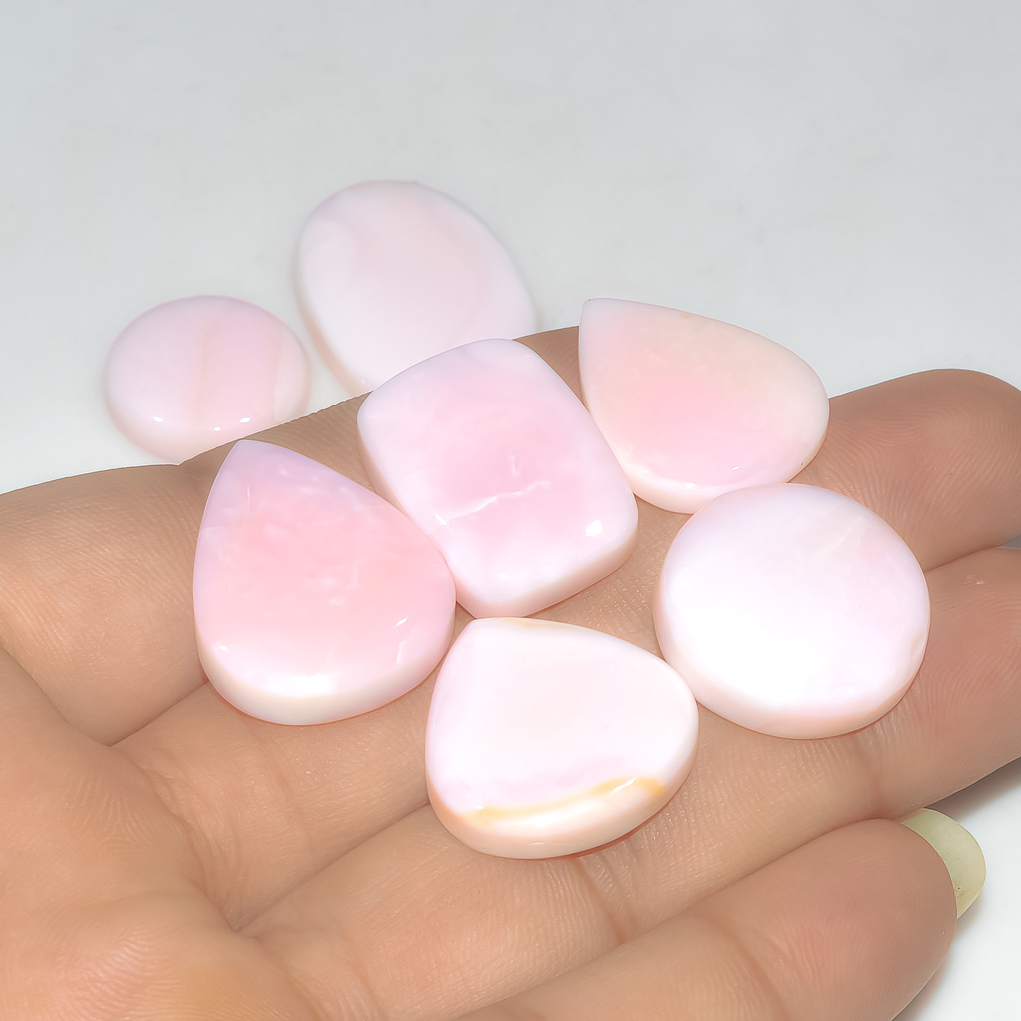 7 Pcs 142 Cts Synthetic Pink Opal Cabochon Loose Jewelry Making Healing Crystal Gemstone Lot 30x19 16x16mm 3758