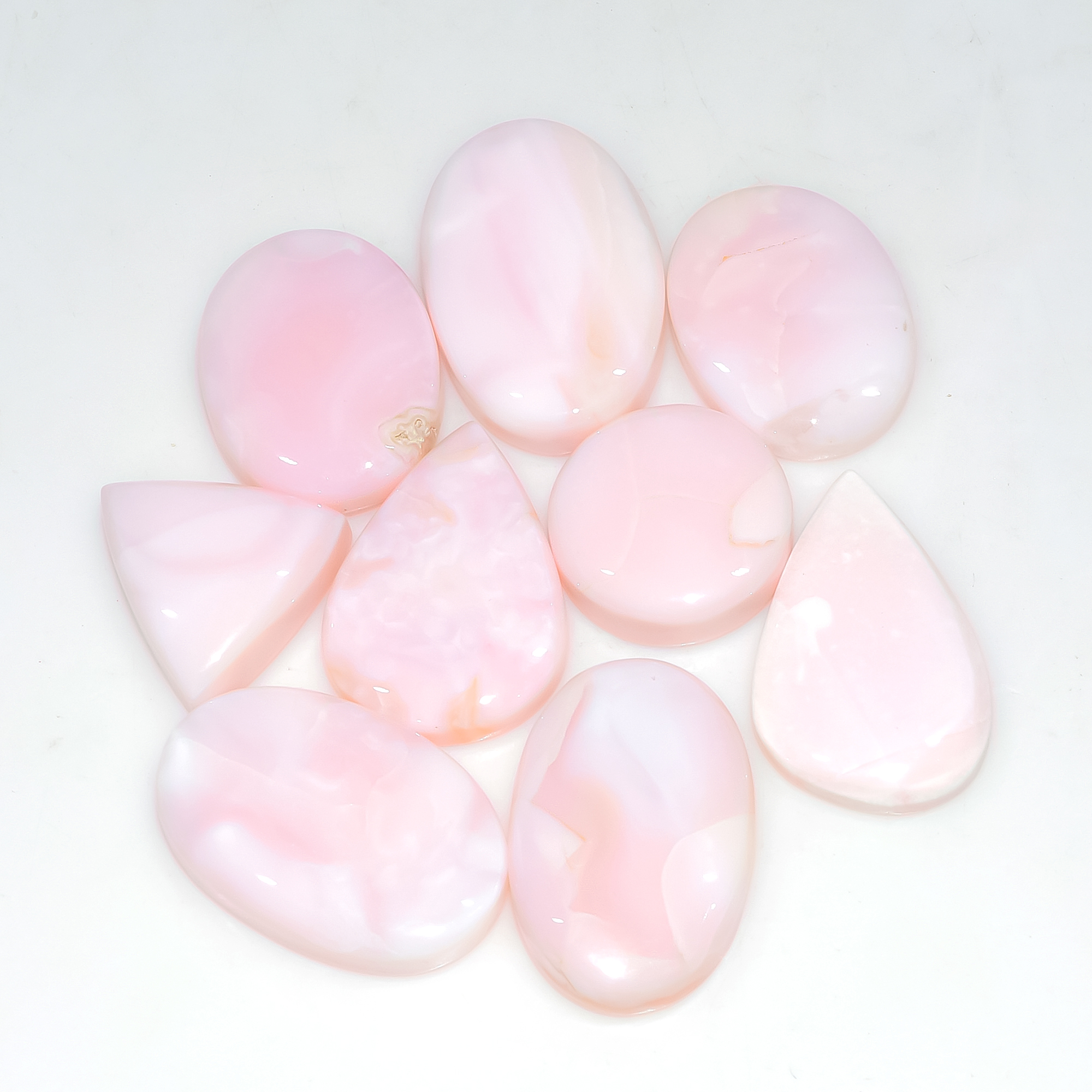 9 Pcs 141 Cts Synthetic Pink Opal Cabochon Loose Jewelry Making Healing Crystal Gemstone Lot 25x15 15x15mm 3759