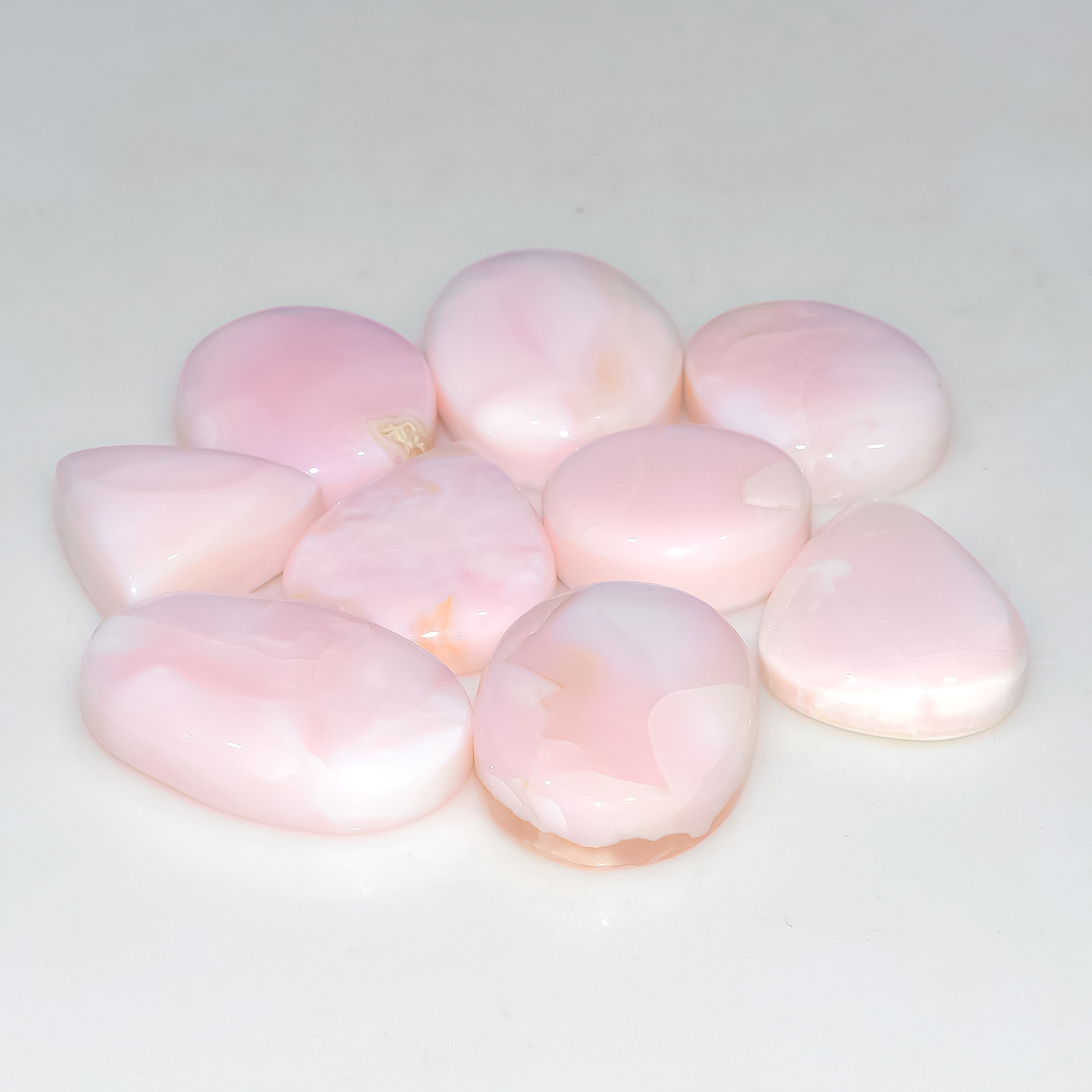 9 Pcs 141 Cts Synthetic Pink Opal Cabochon Loose Jewelry Making Healing Crystal Gemstone Lot 25x15 15x15mm 3759