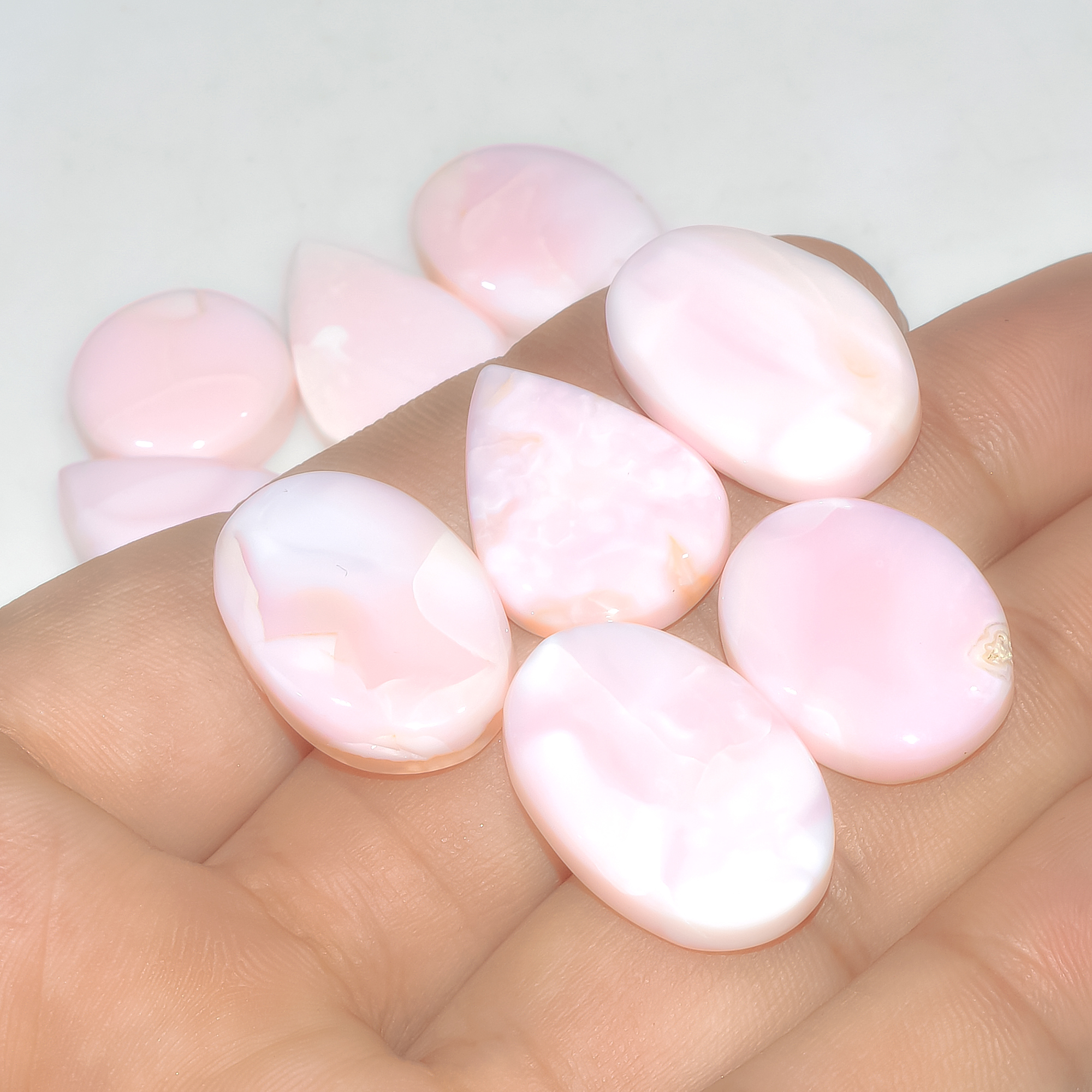 9 Pcs 141 Cts Synthetic Pink Opal Cabochon Loose Jewelry Making Healing Crystal Gemstone Lot 25x15 15x15mm 3759