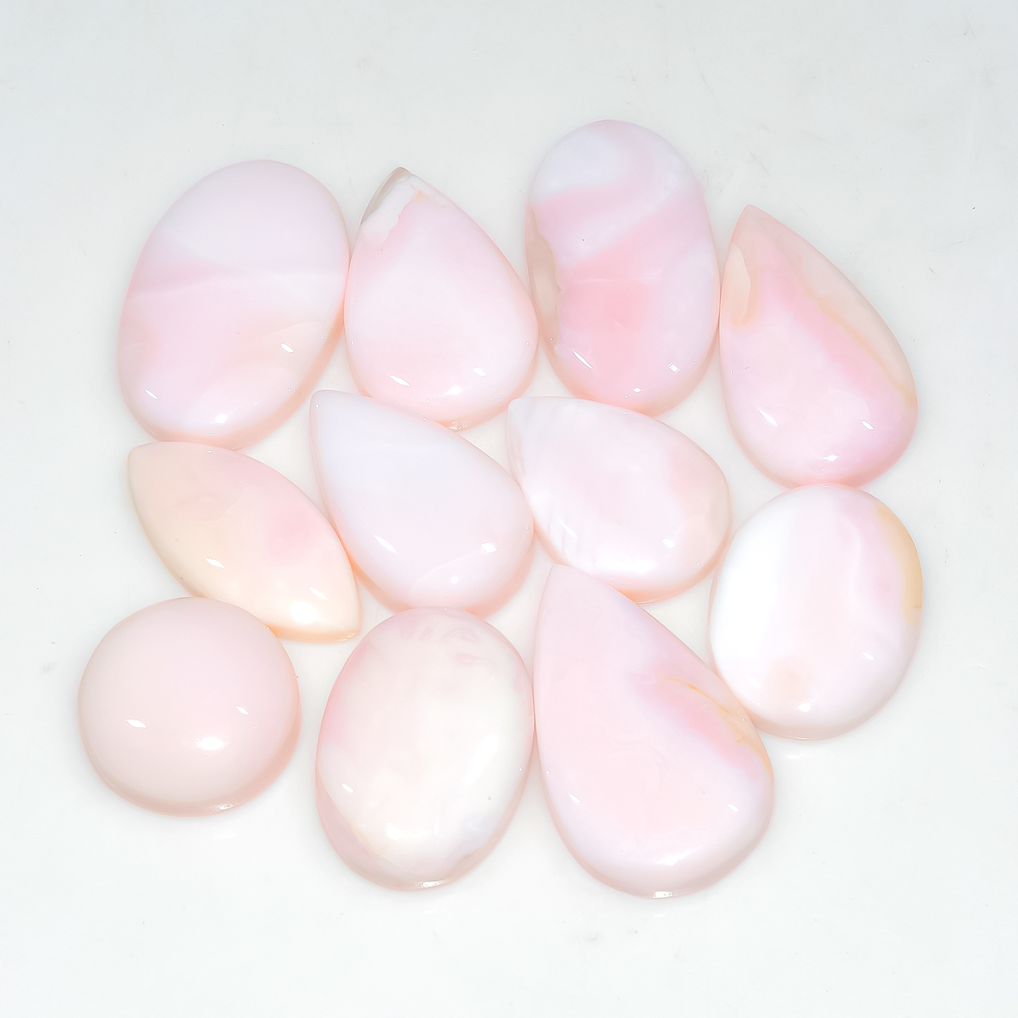 11 Pcs 125 Cts Synthetic Pink Opal Cabochon Loose Jewelry Making Healing Crystal Gemstone Lot 25x15 14x14mm 3760