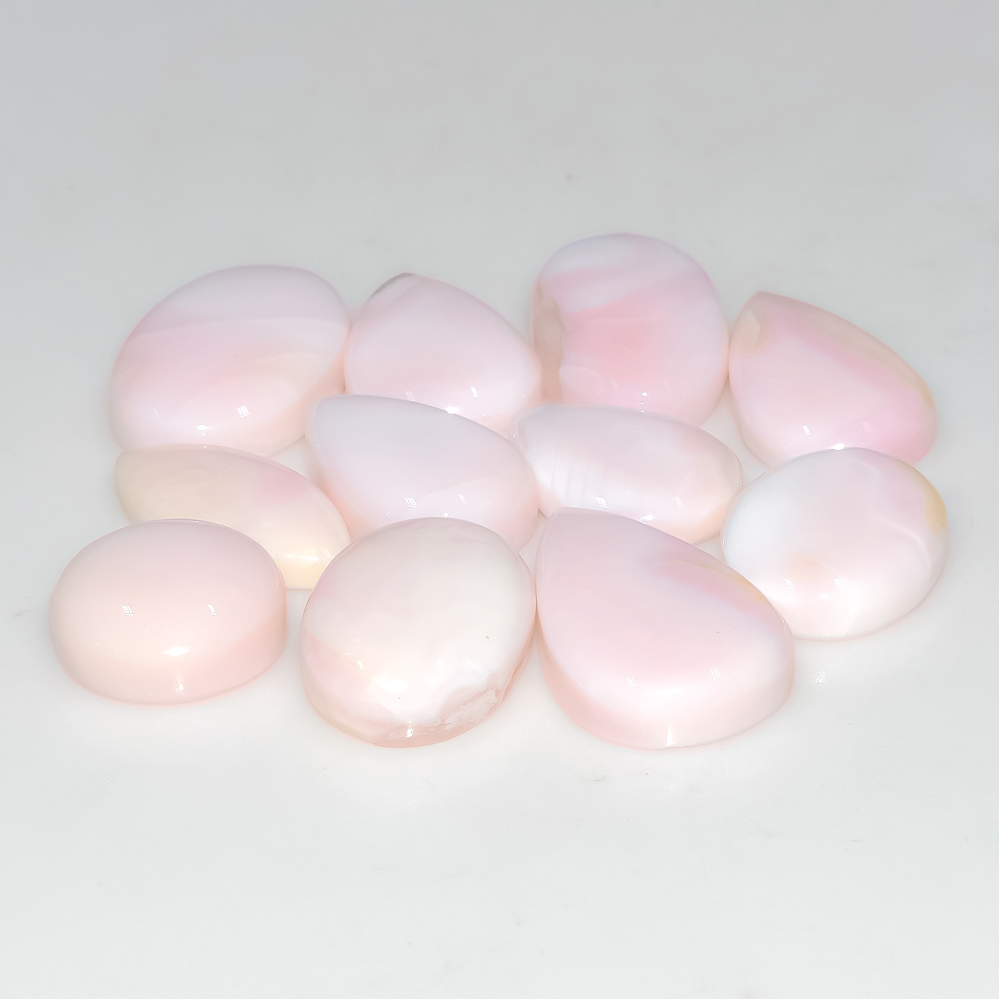 11 Pcs 125 Cts Synthetic Pink Opal Cabochon Loose Jewelry Making Healing Crystal Gemstone Lot 25x15 14x14mm 3760