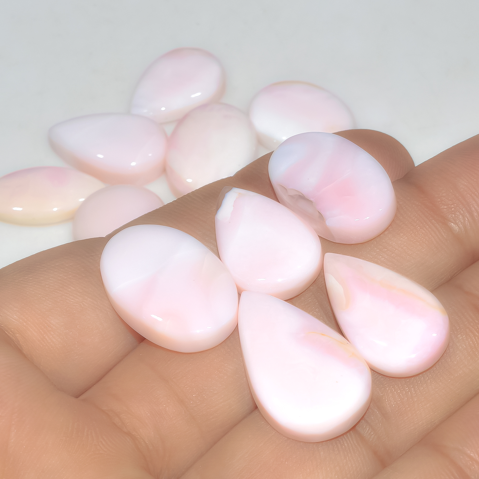 11 Pcs 125 Cts Synthetic Pink Opal Cabochon Loose Jewelry Making Healing Crystal Gemstone Lot 25x15 14x14mm 3760