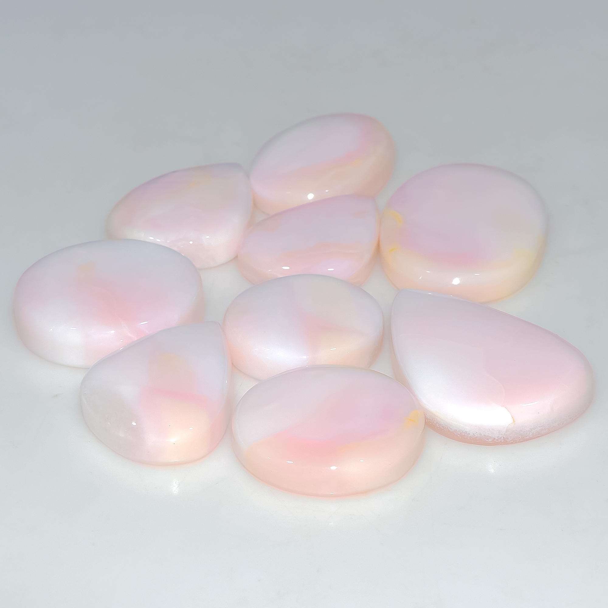 9 Pcs 211 Cts Synthetic Pink Opal Cabochon Loose Jewelry Making Healing Crystal Gemstone Lot 34x20 20x20mm 3761