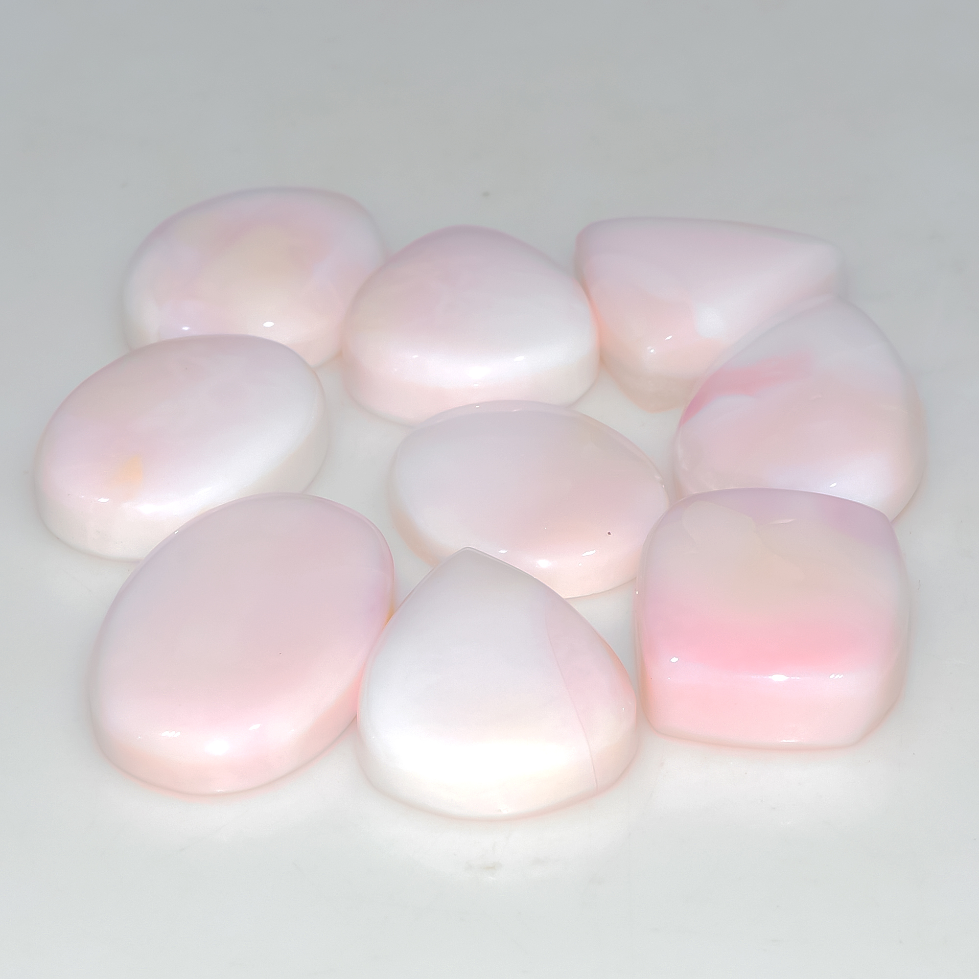 9 Pcs 134 Cts Synthetic Pink Opal Cabochon Loose Jewelry Making Healing Crystal Gemstone Lot 25x15 20x15mm 3762