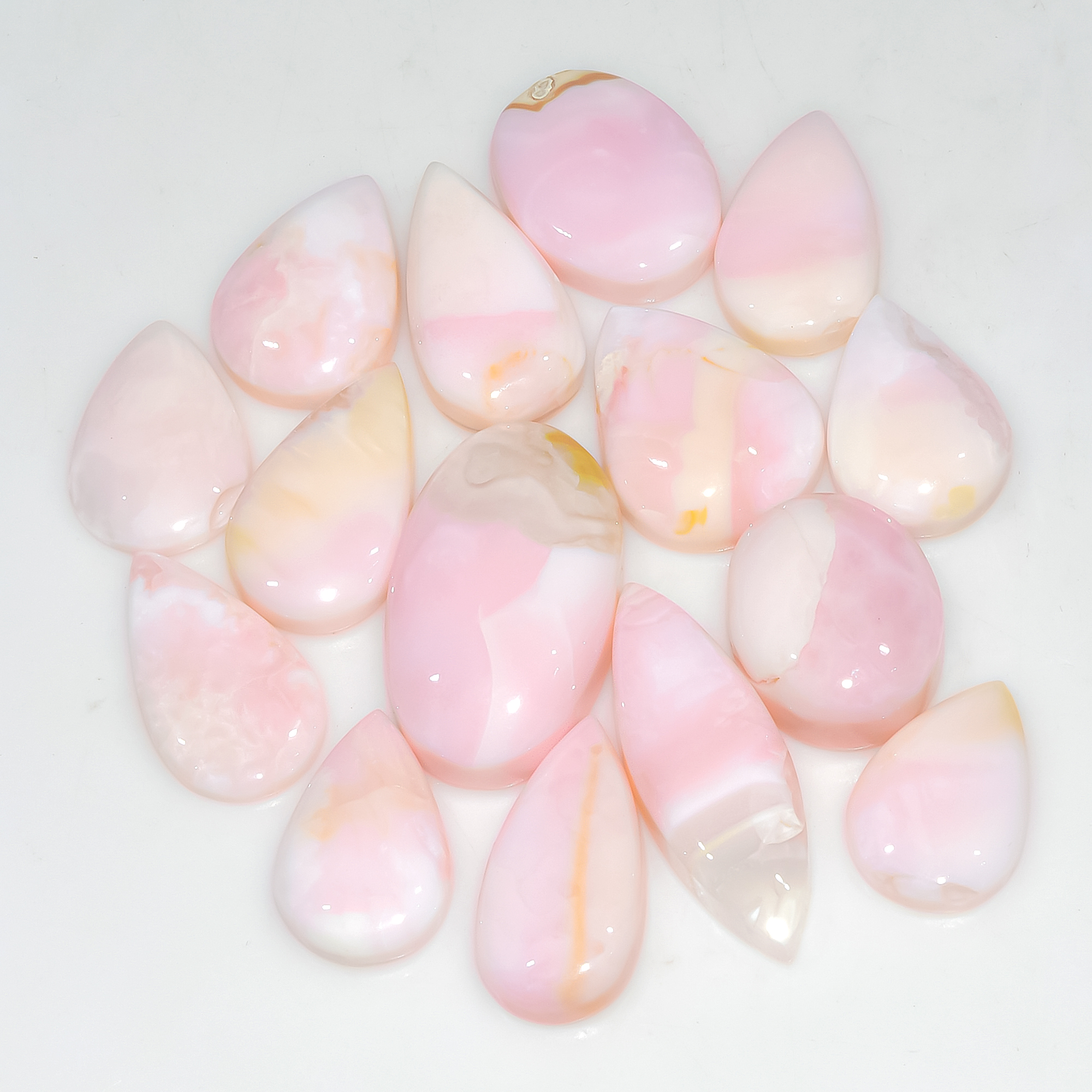 14 Pcs 136 Cts Synthetic Pink Opal Cabochon Loose Jewelry Making Healing Crystal Gemstone Lot 28x10 15x10mm 3763