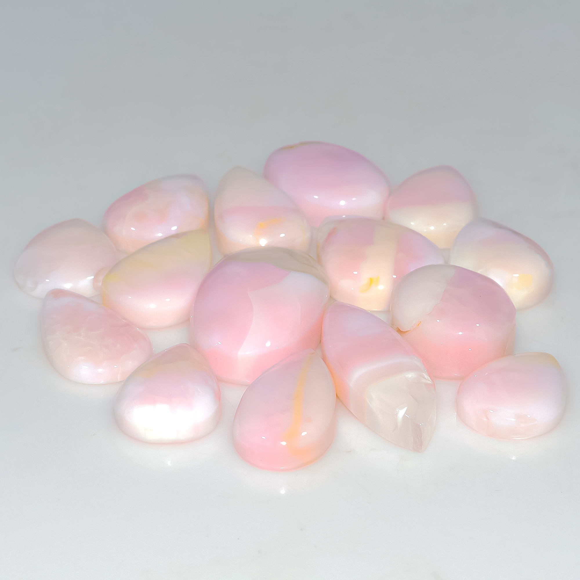 14 Pcs 136 Cts Synthetic Pink Opal Cabochon Loose Jewelry Making Healing Crystal Gemstone Lot 28x10 15x10mm 3763