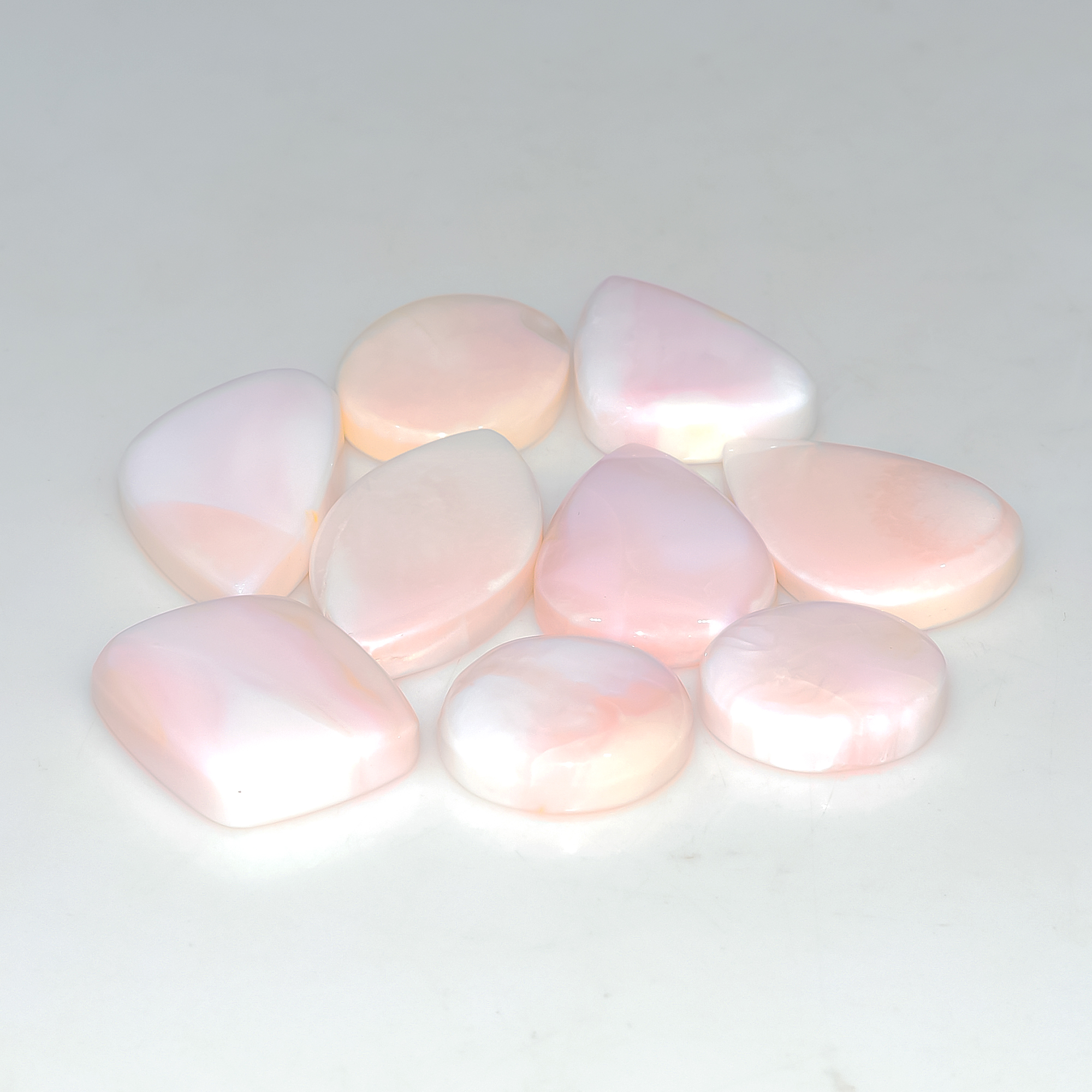 9 Pcs 118 Cts Synthetic Pink Opal Cabochon Loose Jewelry Making Healing Crystal Gemstone Lot 30x14 15x15mm 3764