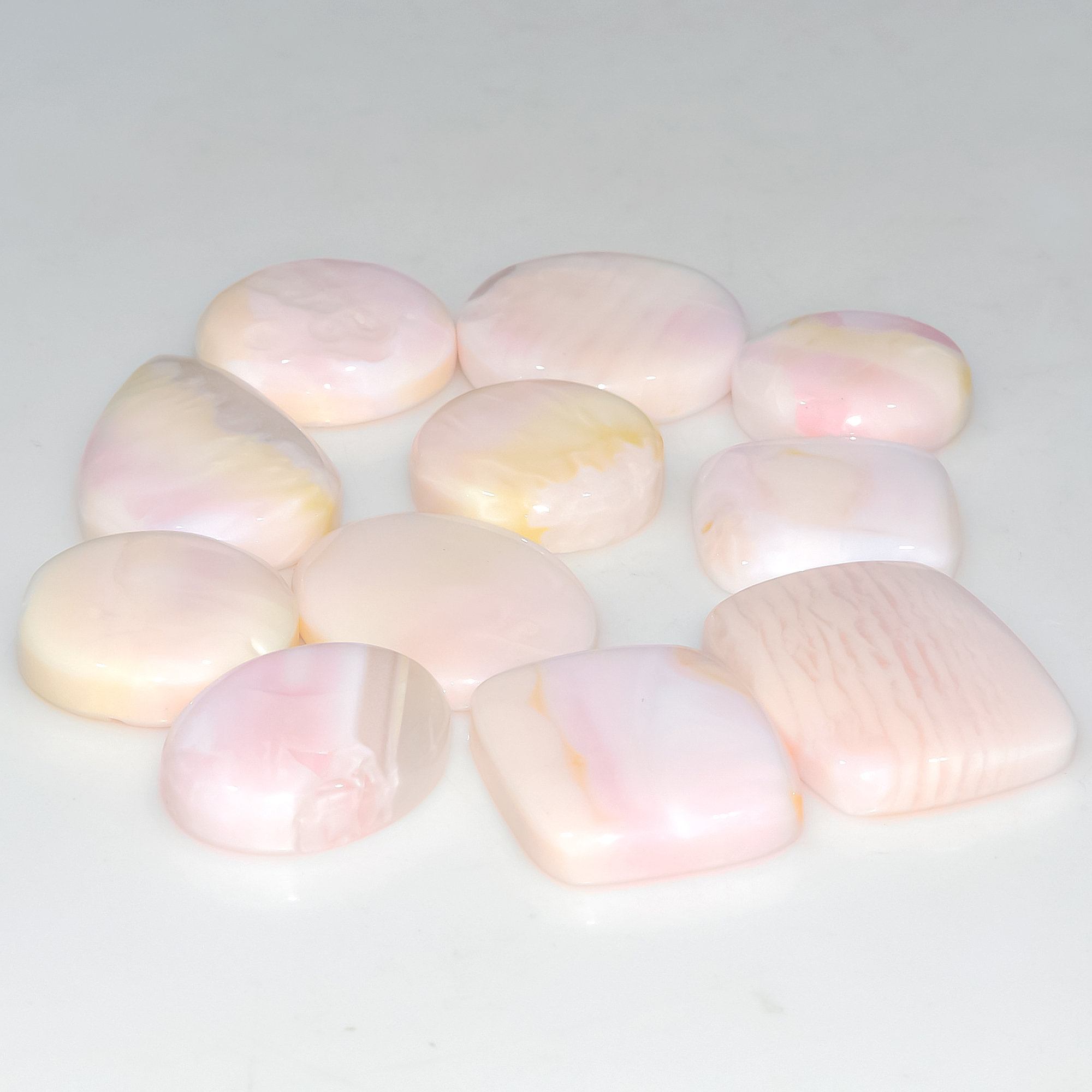 11 Pcs 146 Cts Synthetic Pink Opal Cabochon Loose Jewelry Making Healing Crystal Gemstone Lot 26x15 15x15mm 3766