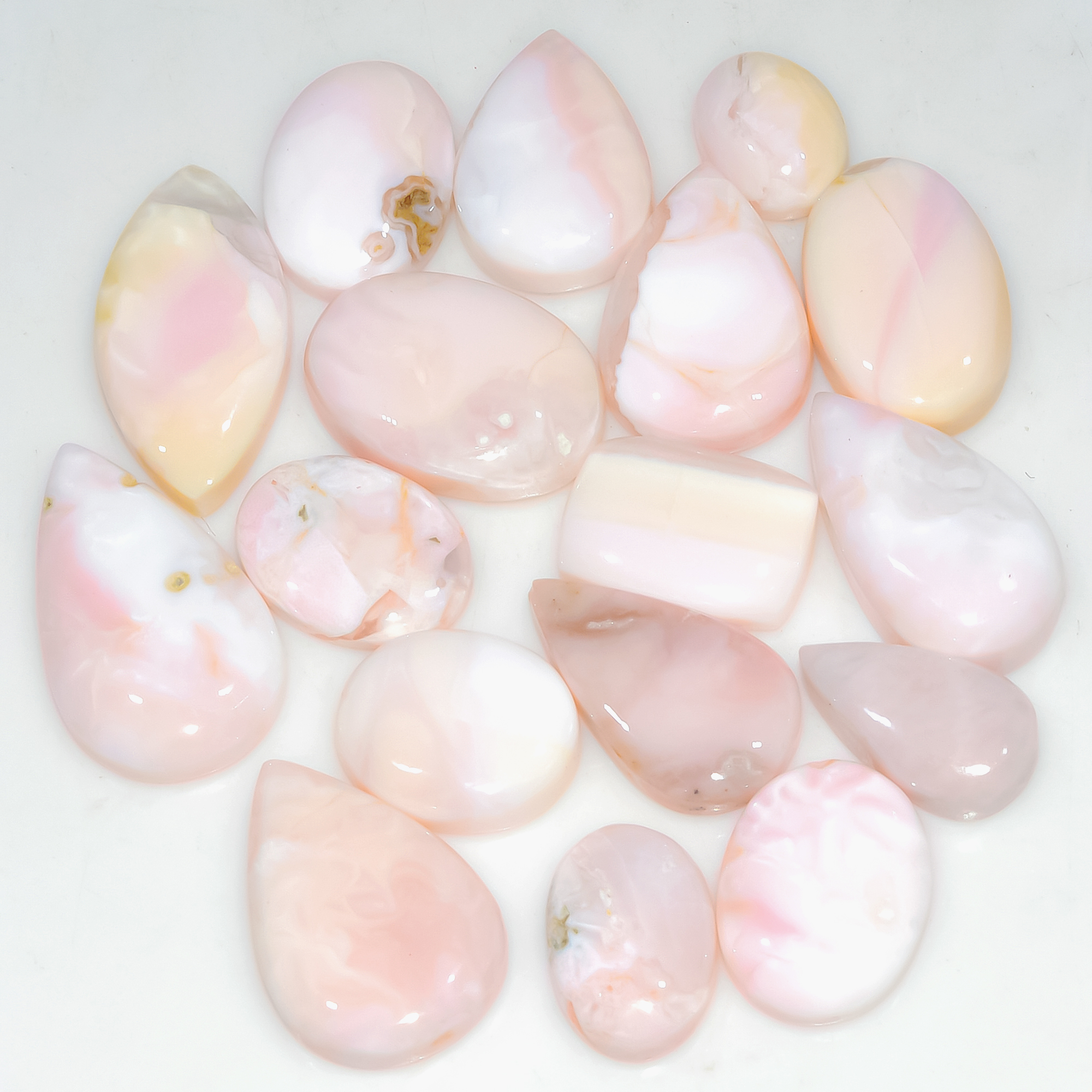 17 Pcs 156 Cts Synthetic Pink Opal Cabochon Loose Jewelry Making Healing Crystal Gemstone Lot 25x10 10x9mm 3767