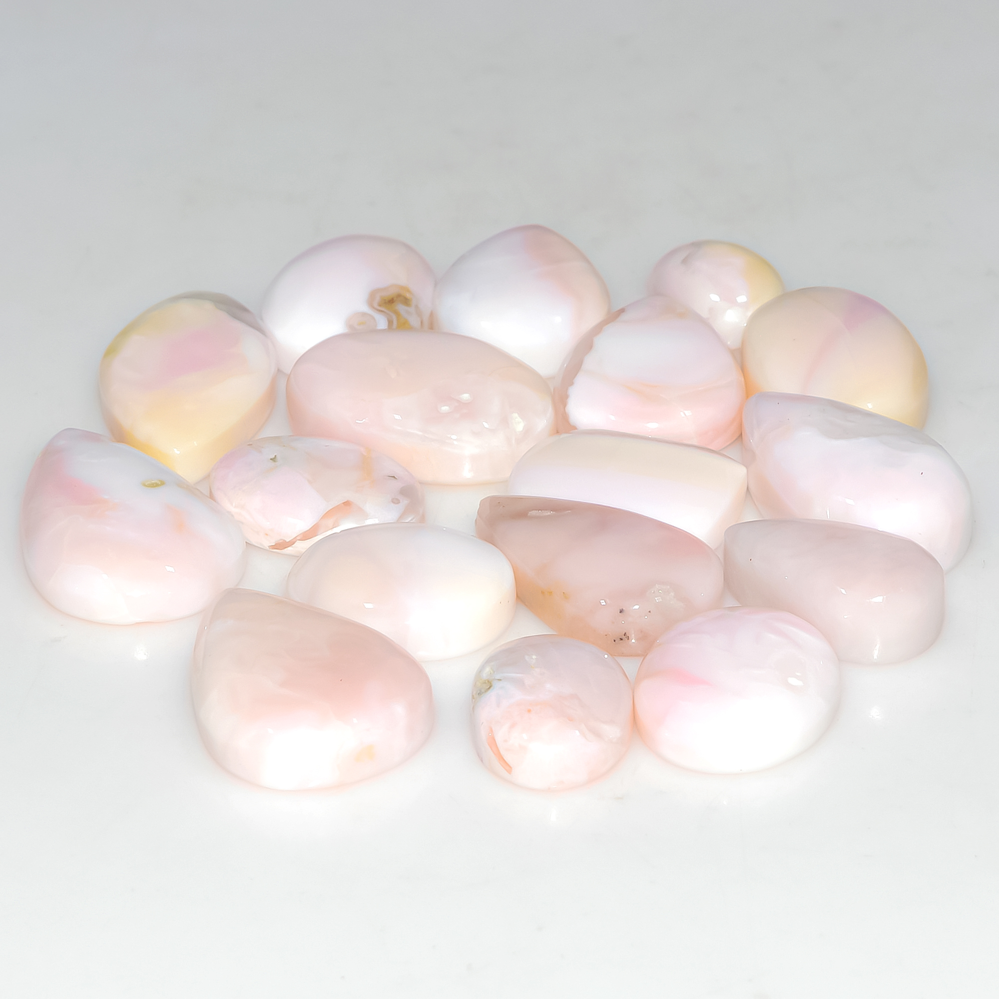 17 Pcs 156 Cts Synthetic Pink Opal Cabochon Loose Jewelry Making Healing Crystal Gemstone Lot 25x10 10x9mm 3767