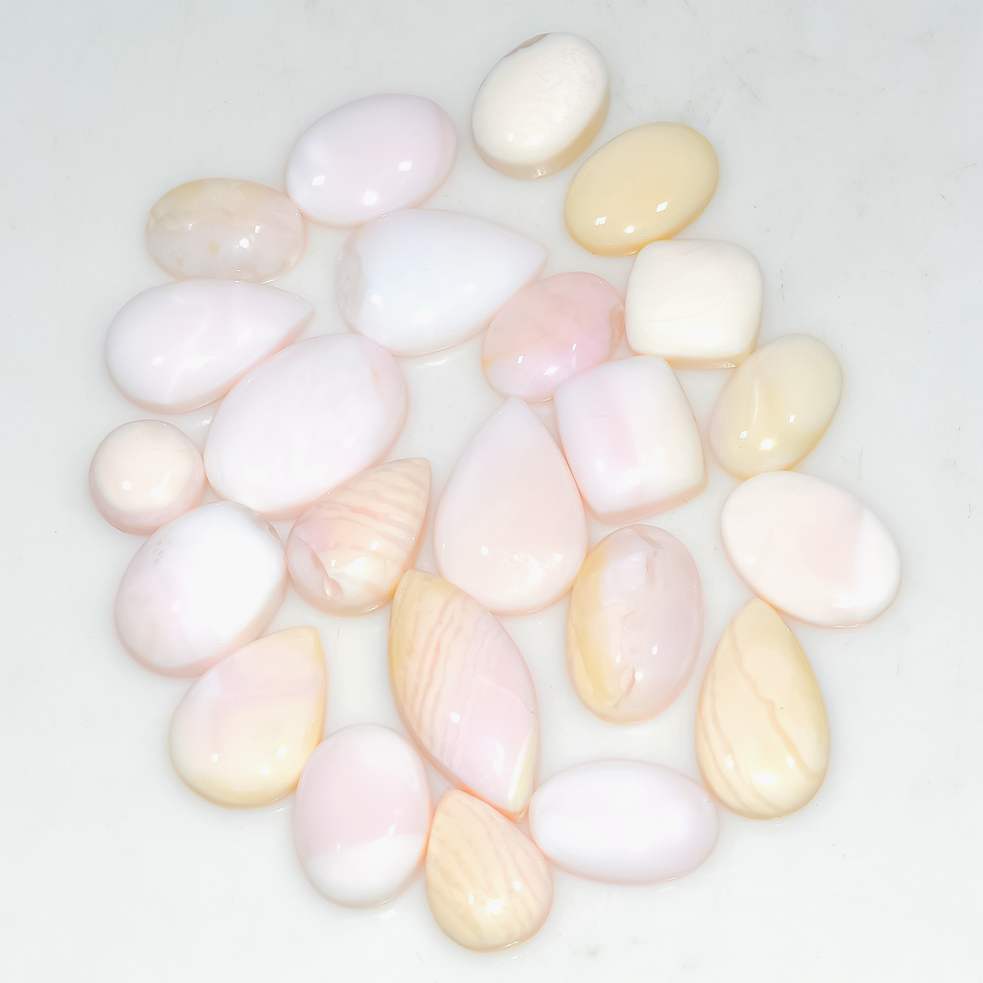 23 Pcs 61 Cts Synthetic Pink Opal Cabochon Loose Jewelry Making Healing Crystal Gemstone Lot 16x7 6x6mm 3768