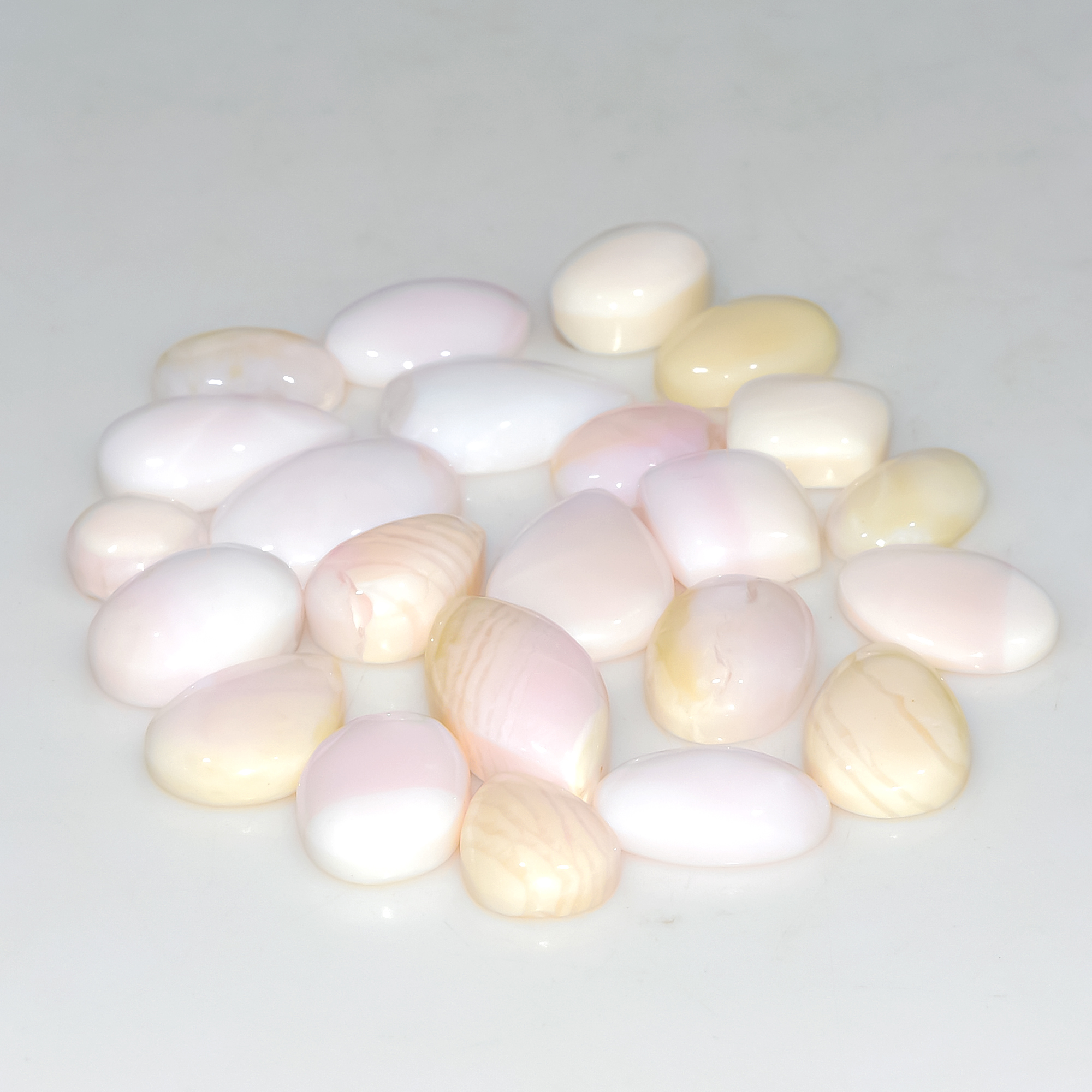23 Pcs 61 Cts Synthetic Pink Opal Cabochon Loose Jewelry Making Healing Crystal Gemstone Lot 16x7 6x6mm 3768