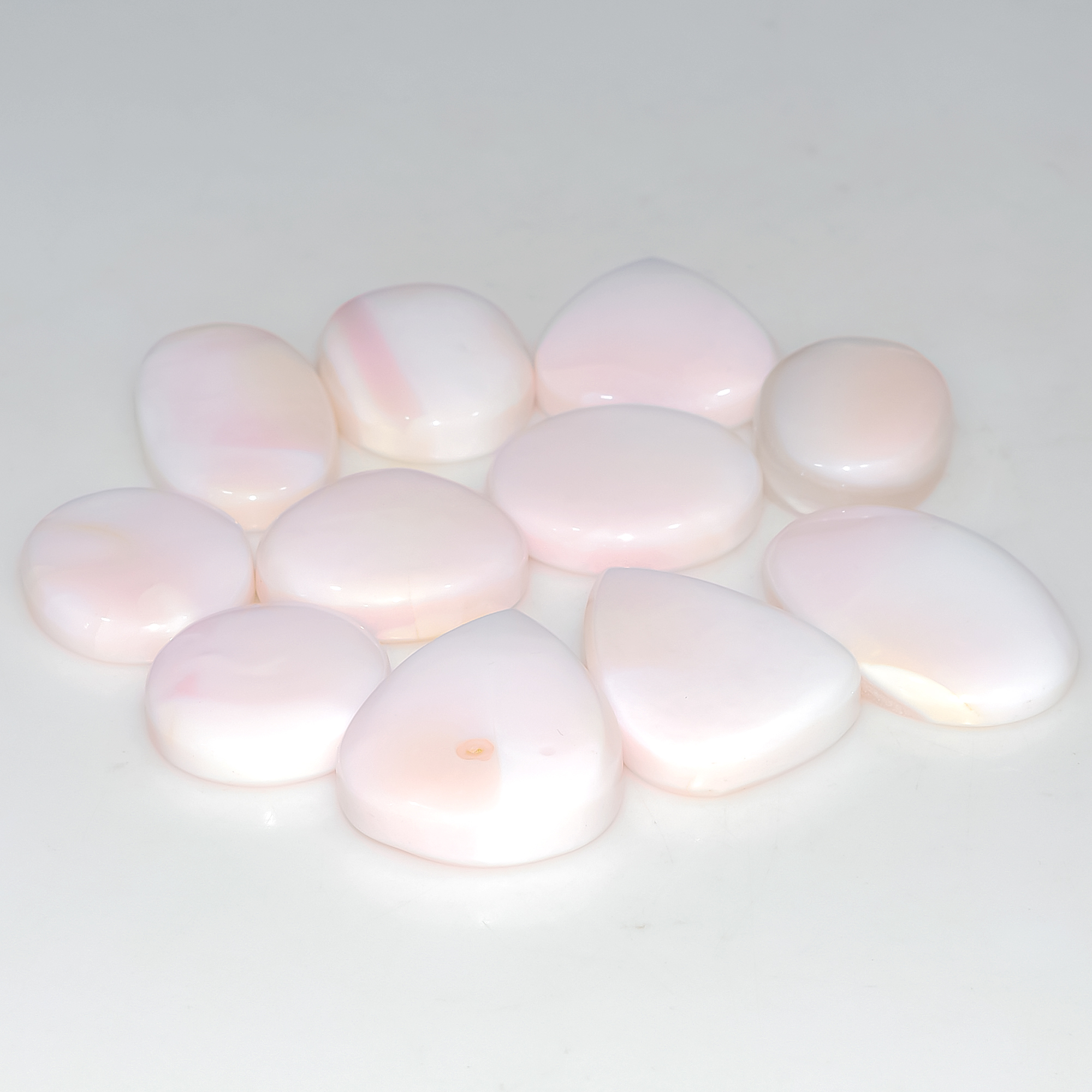 11 Pcs 213 Cts Synthetic Pink Opal Cabochon Loose Jewelry Making Healing Crystal Gemstone Lot 30x20 20x16mm 3769