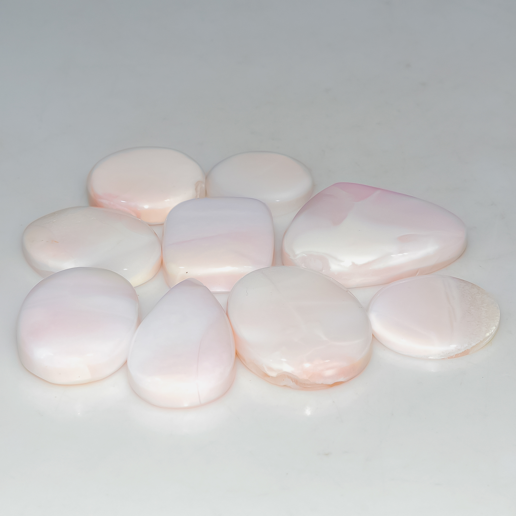 9 Pcs 208 Cts Synthetic Pink Opal Cabochon Loose Jewelry Making Healing Crystal Gemstone Lot 30x26 18x18mm 3770