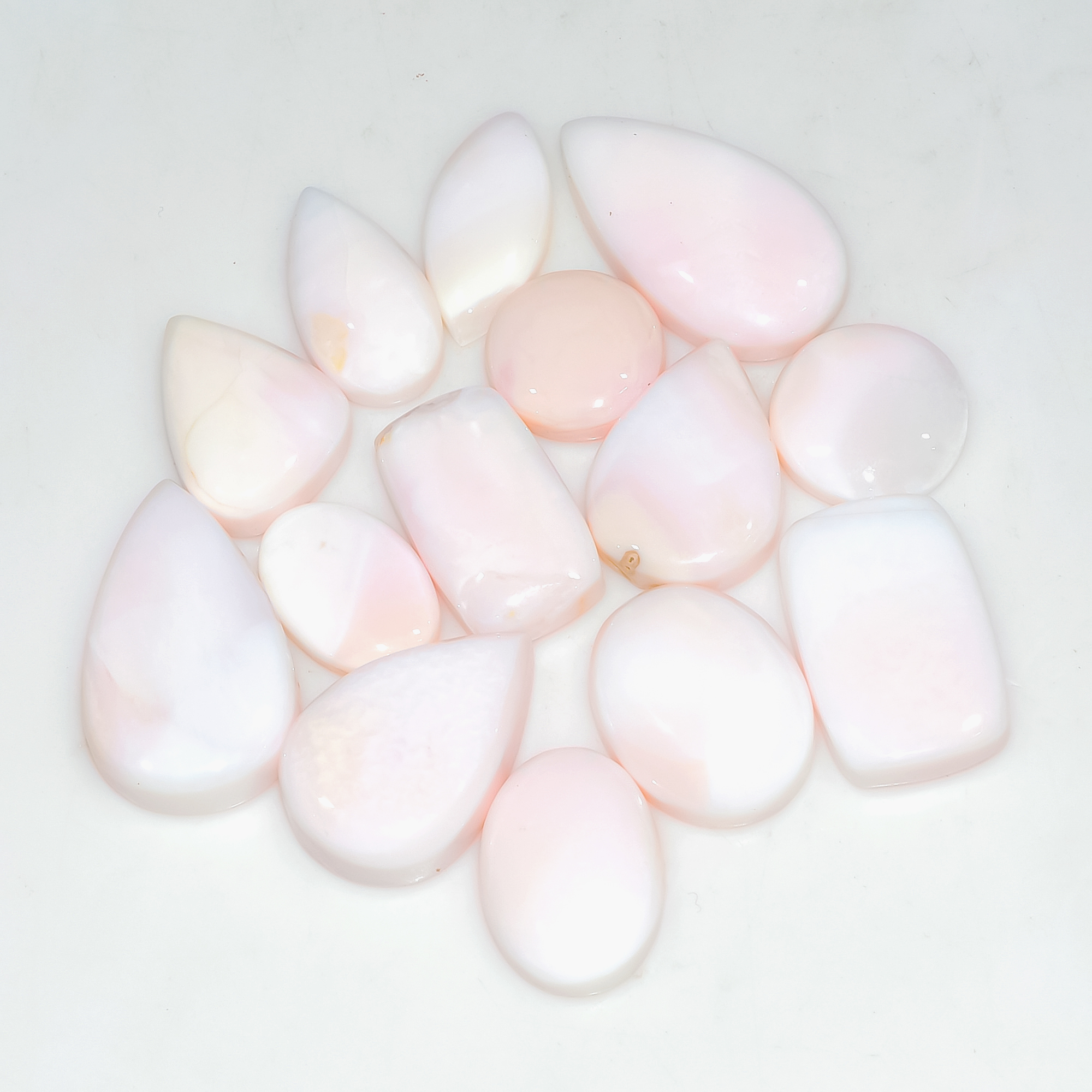 14 Pcs 133 Cts Synthetic Pink Opal Cabochon Loose Jewelry Making Healing Crystal Gemstone Lot 25x13 11x11mm 3771